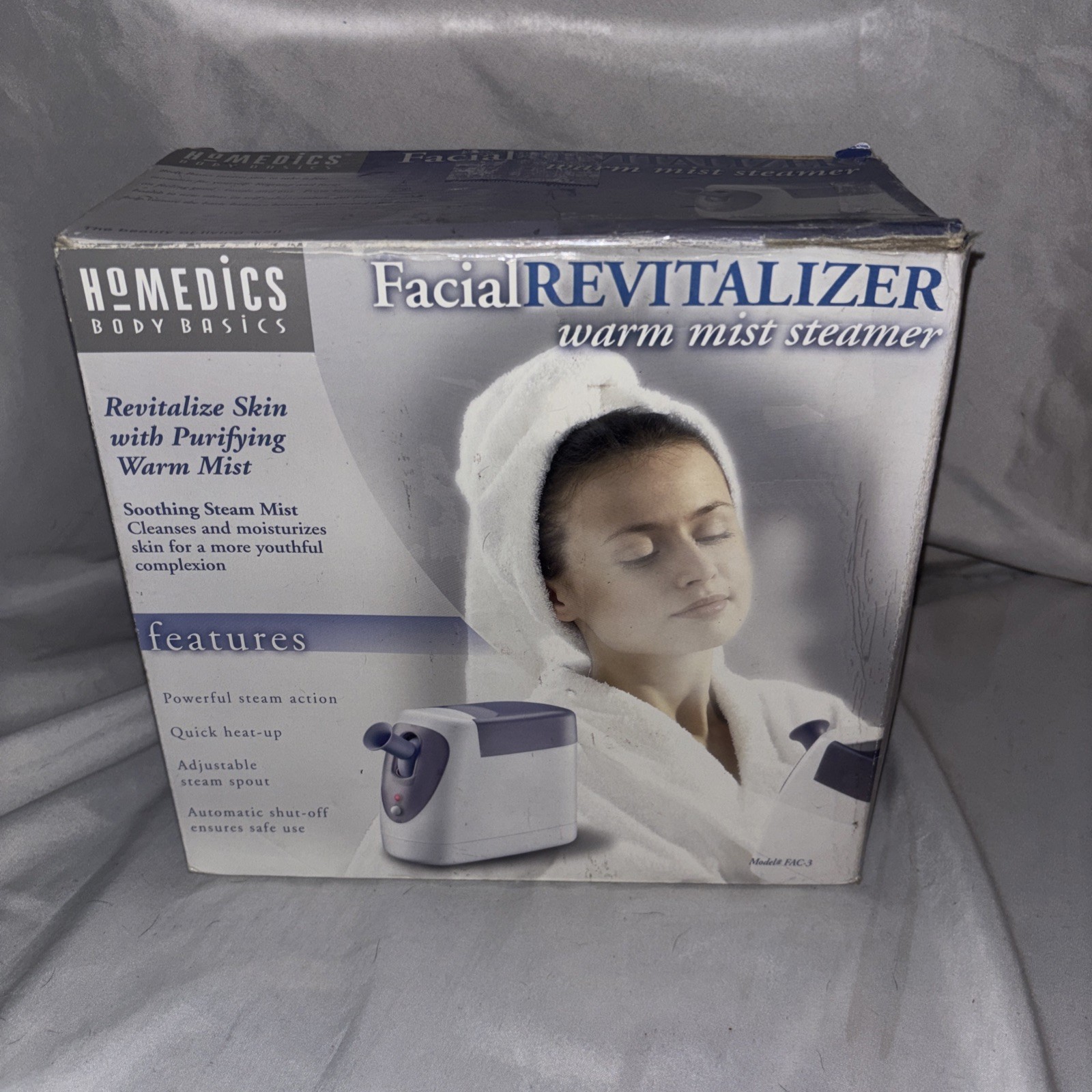 Homedics Facial Revitalizer Warm Mist Steamer Cleanses & Moistures model # FAC-3