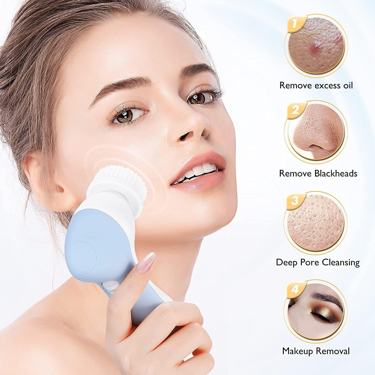 Intelligent Waterproof Face Cleansing Brush – Gentle Exfoliation for All Ages