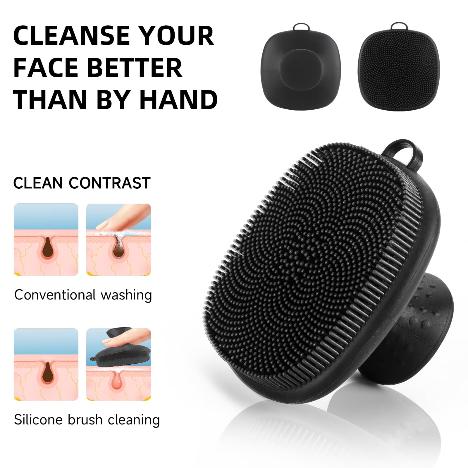 Face Scrubber, SANLESS Silicone Scrubber for Men Facial Cleansing Black