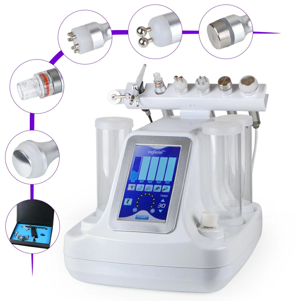 6in1 Hydra Dermabrasion Facial Skin Lifting Oxygen Cleansing Machine Oxygen Jet