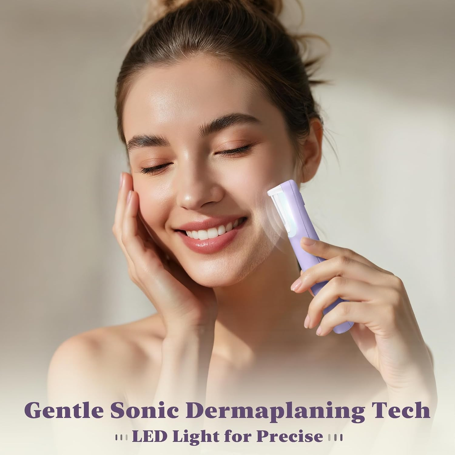 Dermaplaning Tool for Face, Dermaplane Razor for Women Face LED Light Facial Exf