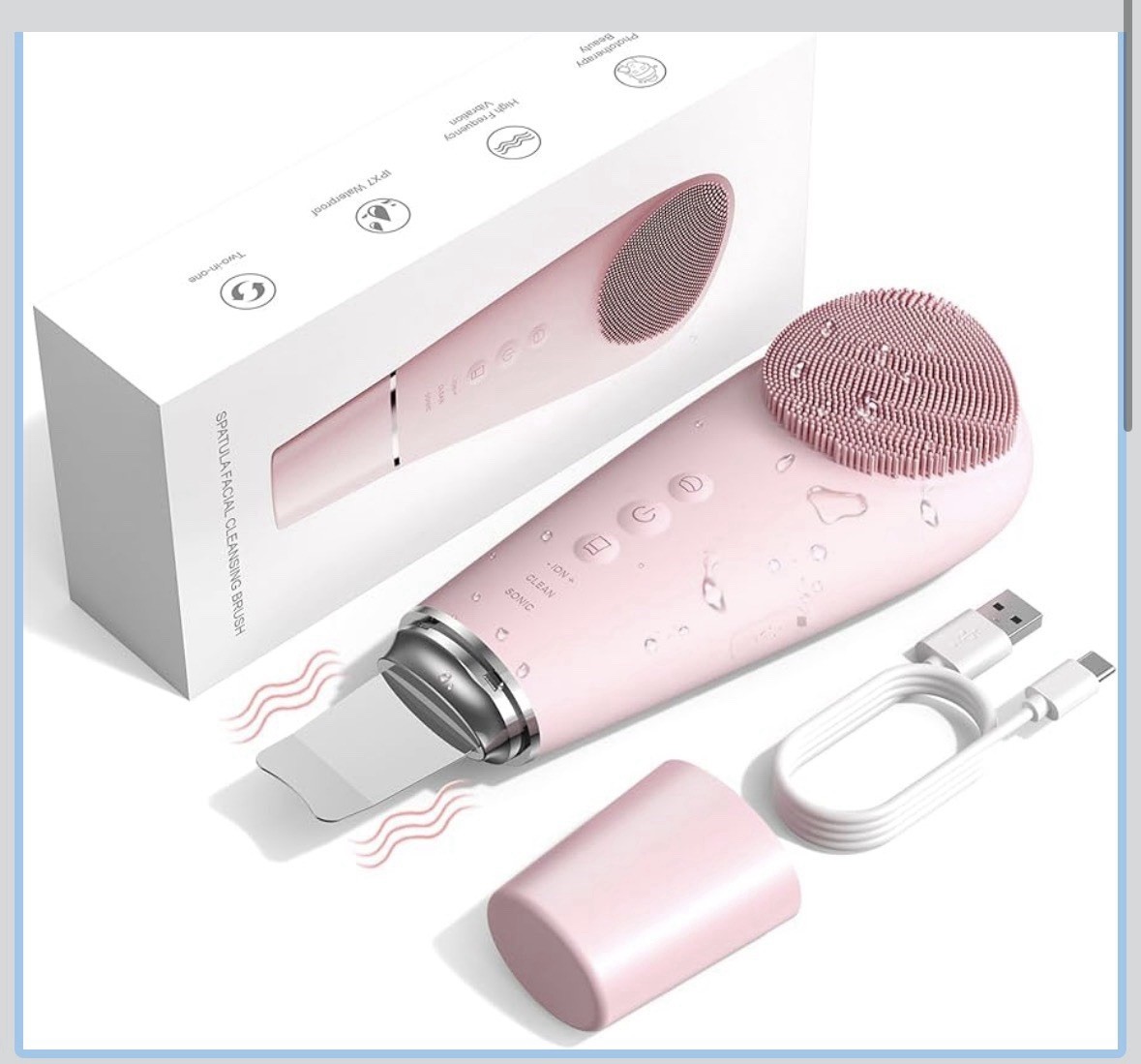 2 in 1 Facial Cleansing Brush & Massager Facial Skin Scrubber Waterproof and …