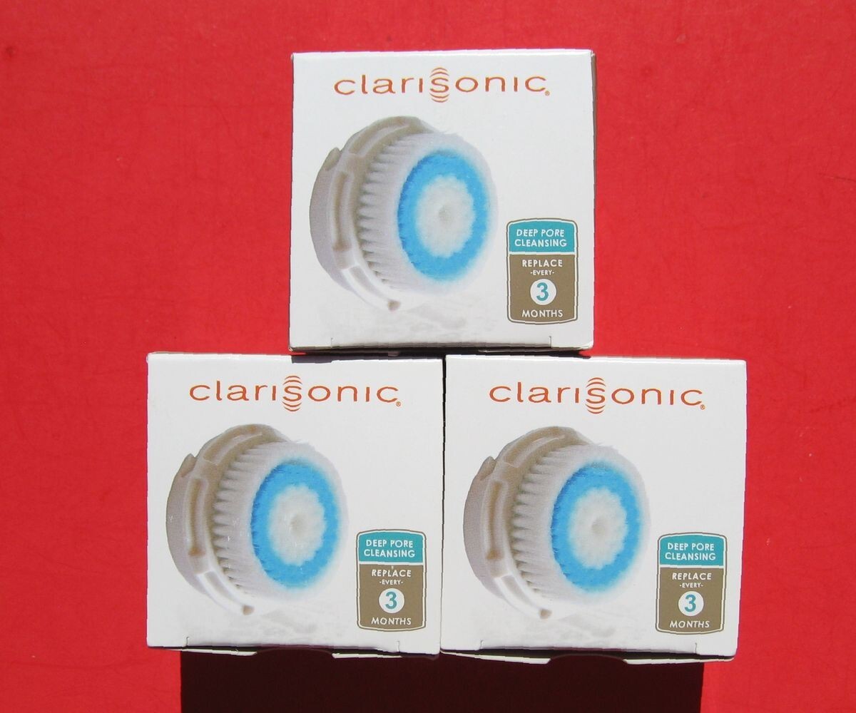 3X 2013 Authentic Clarisonic 20163 Deep Pore Cleansing Brush Heads-USA Box *New*
