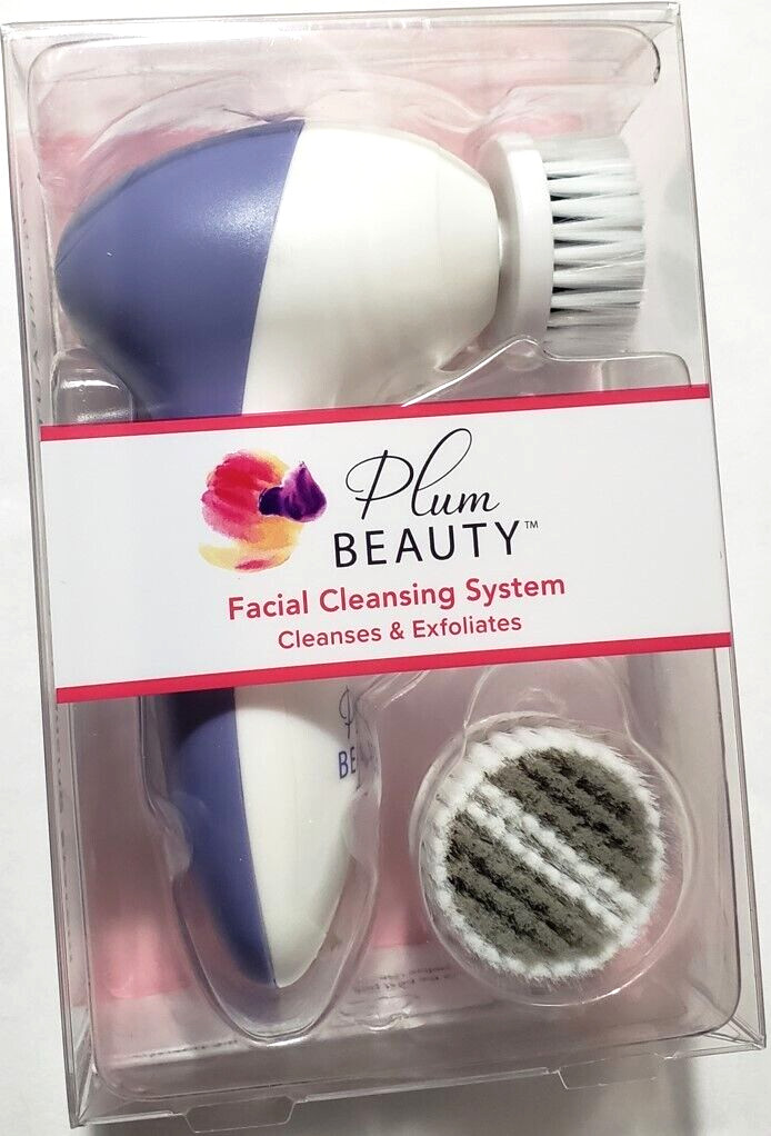 Plum Beauty Facial Cleansing System 2 Brush Heads Cleanses & Exfoliates New
