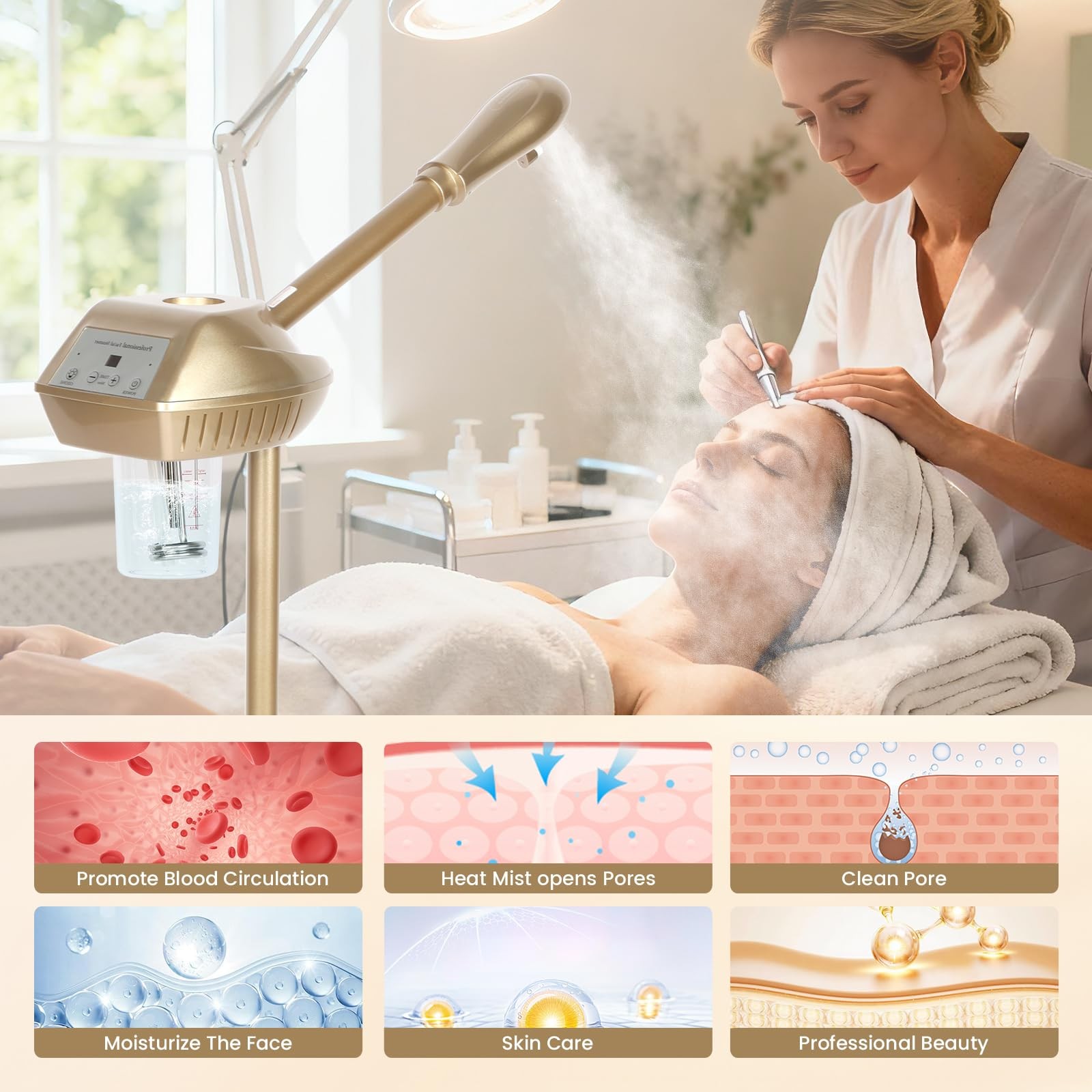 Facial Steamer, Face Steamer with More Steam for Deep Cleansing and Hydration…