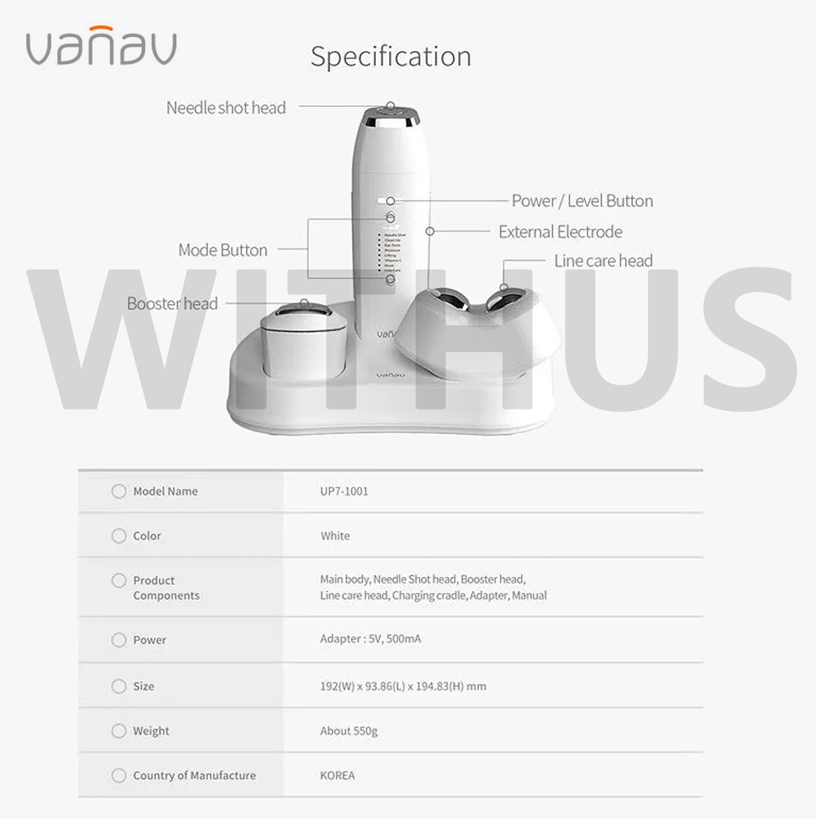 Vanav UP7 The Selection Sonic Vibration Facial Massager Home Beauty Care Device
