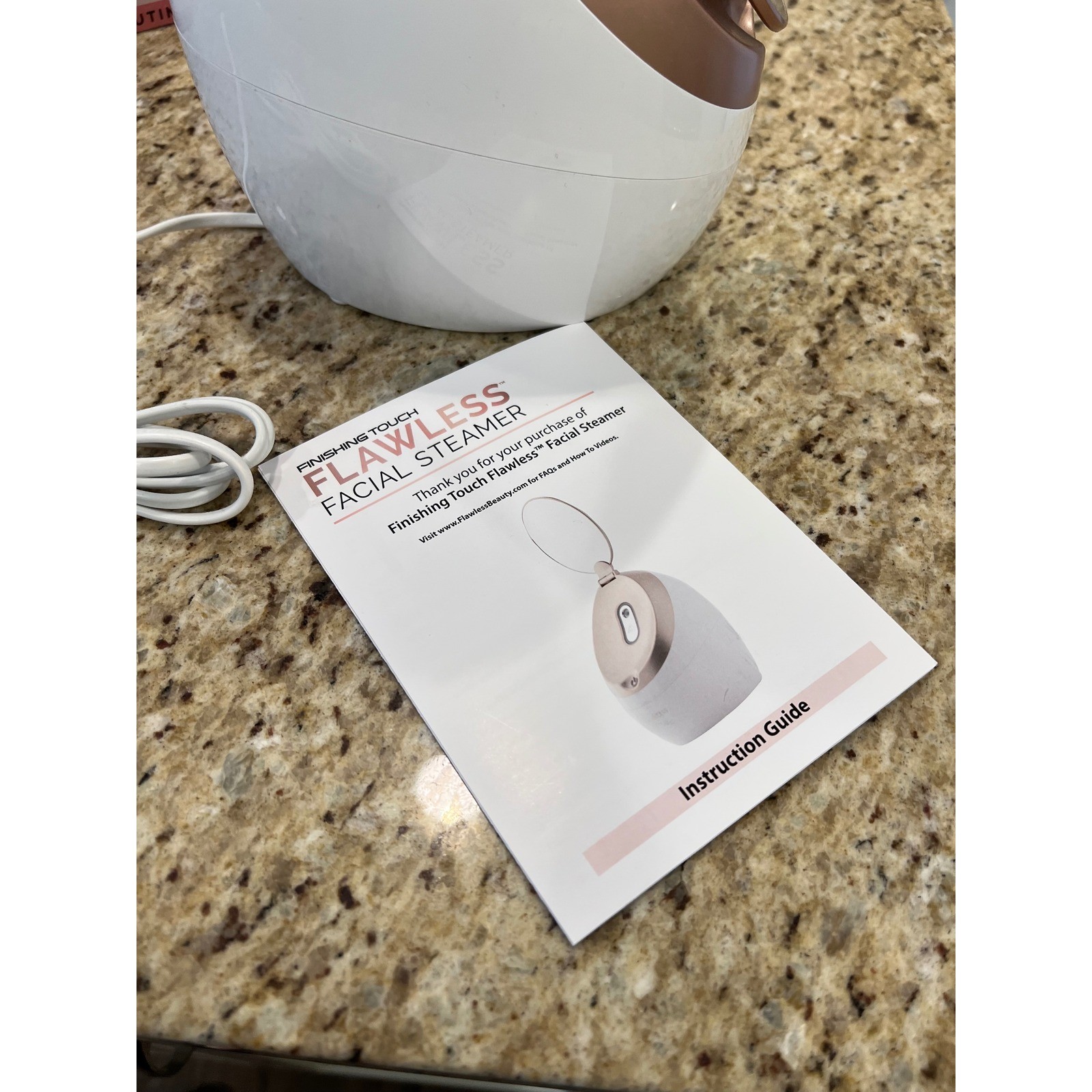 Finishing Touch Flawless Facial Steamer Rose Gold White Skin Care System Mirror