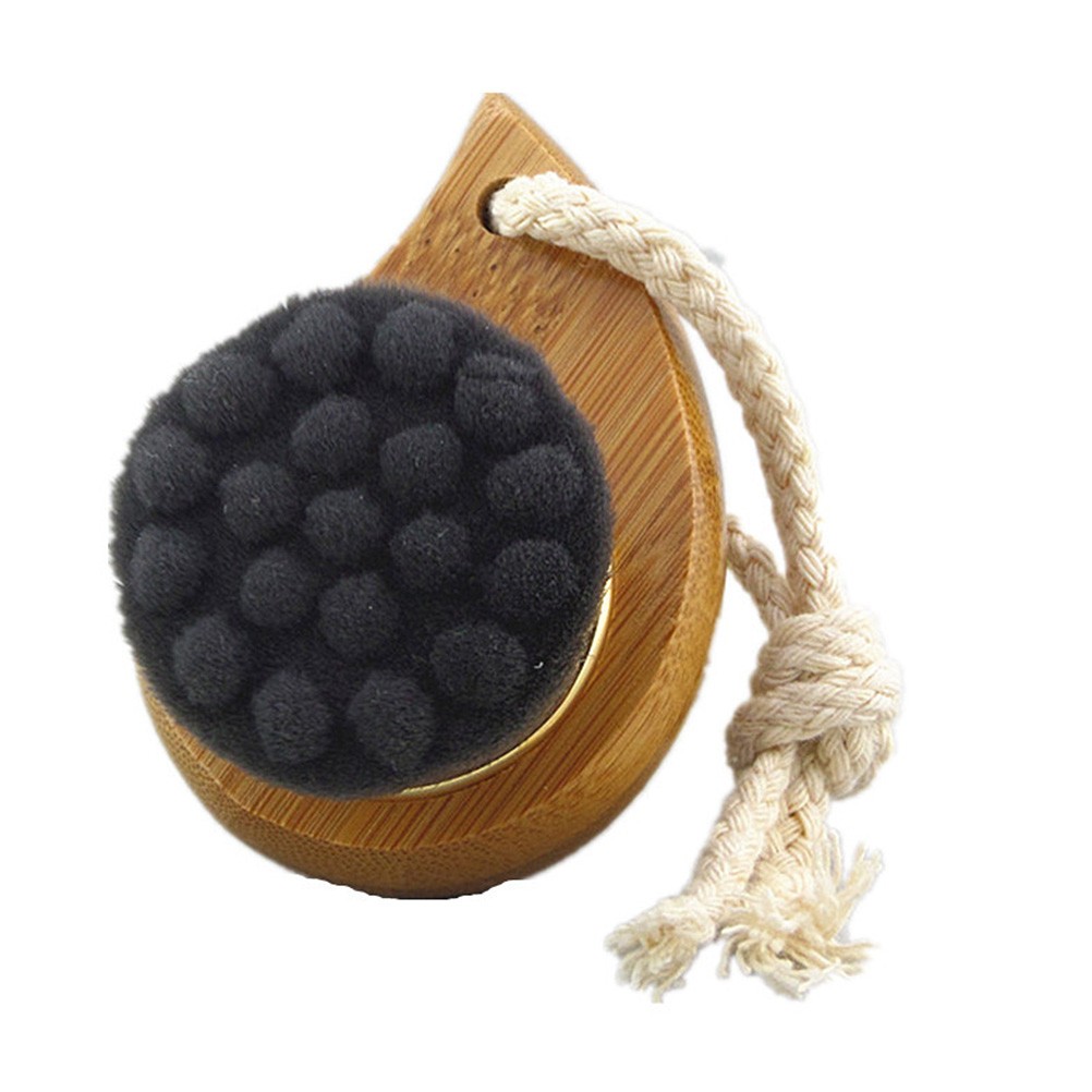 2Pcs Manual Facial Scrub Brush with Wooden Handle for Effective Skin Cleaning