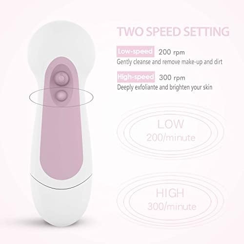 Waterproof Facial Cleansing Spin Brush Set with 5 Exfoliating Brush Heads – Elec