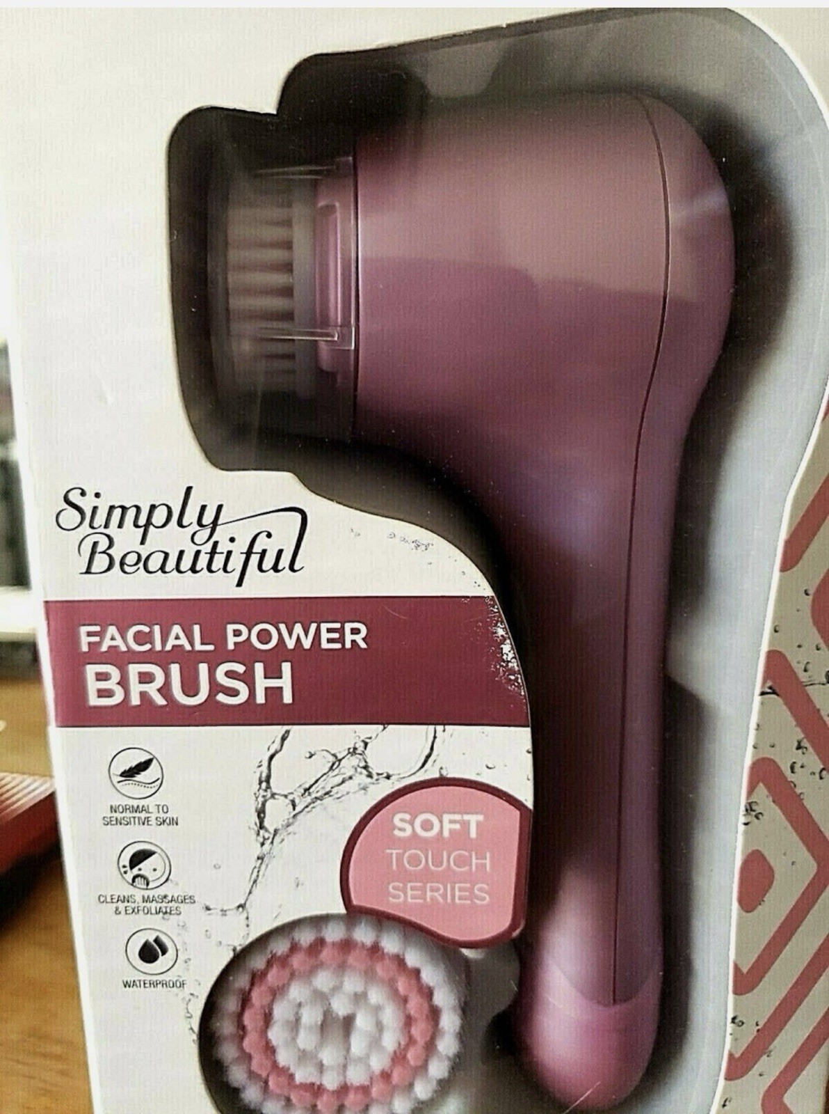 Simply Beautiful Electric Facial Brush Waterproof Removable Head Soft Touch Pink