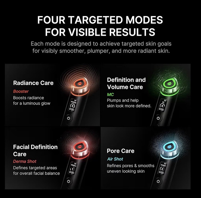 medicube Age-R Booster Pro | 6-in-1 Real Glass Glow Beauty Massager | Black
