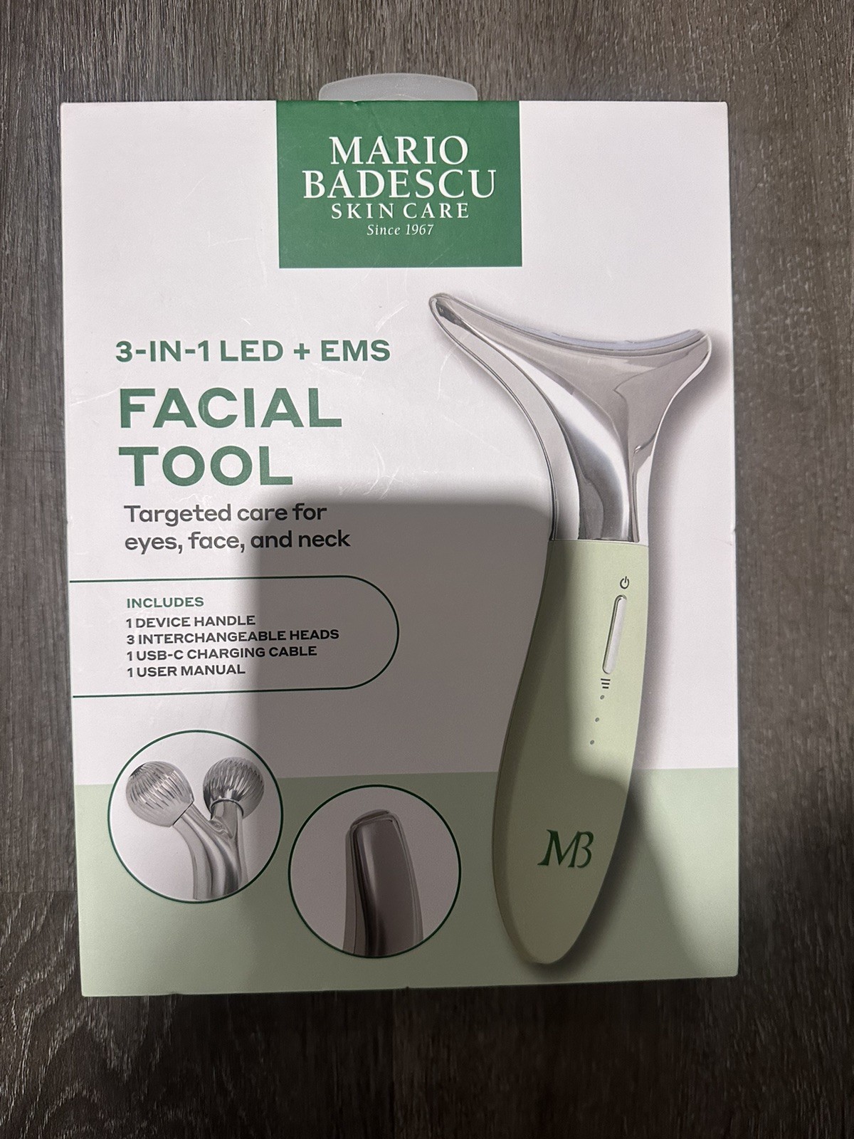 Mario Badescu 3-in-1 LED EMS Facial Tool New Free Shipping