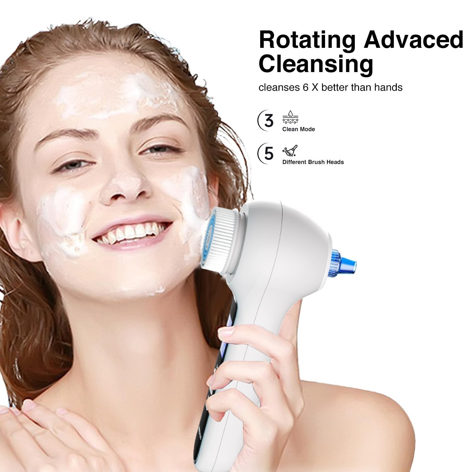 3-in-1 Facial Cleansing Brush & Blackhead Remover, Rechargeable, Waterproof, Dee