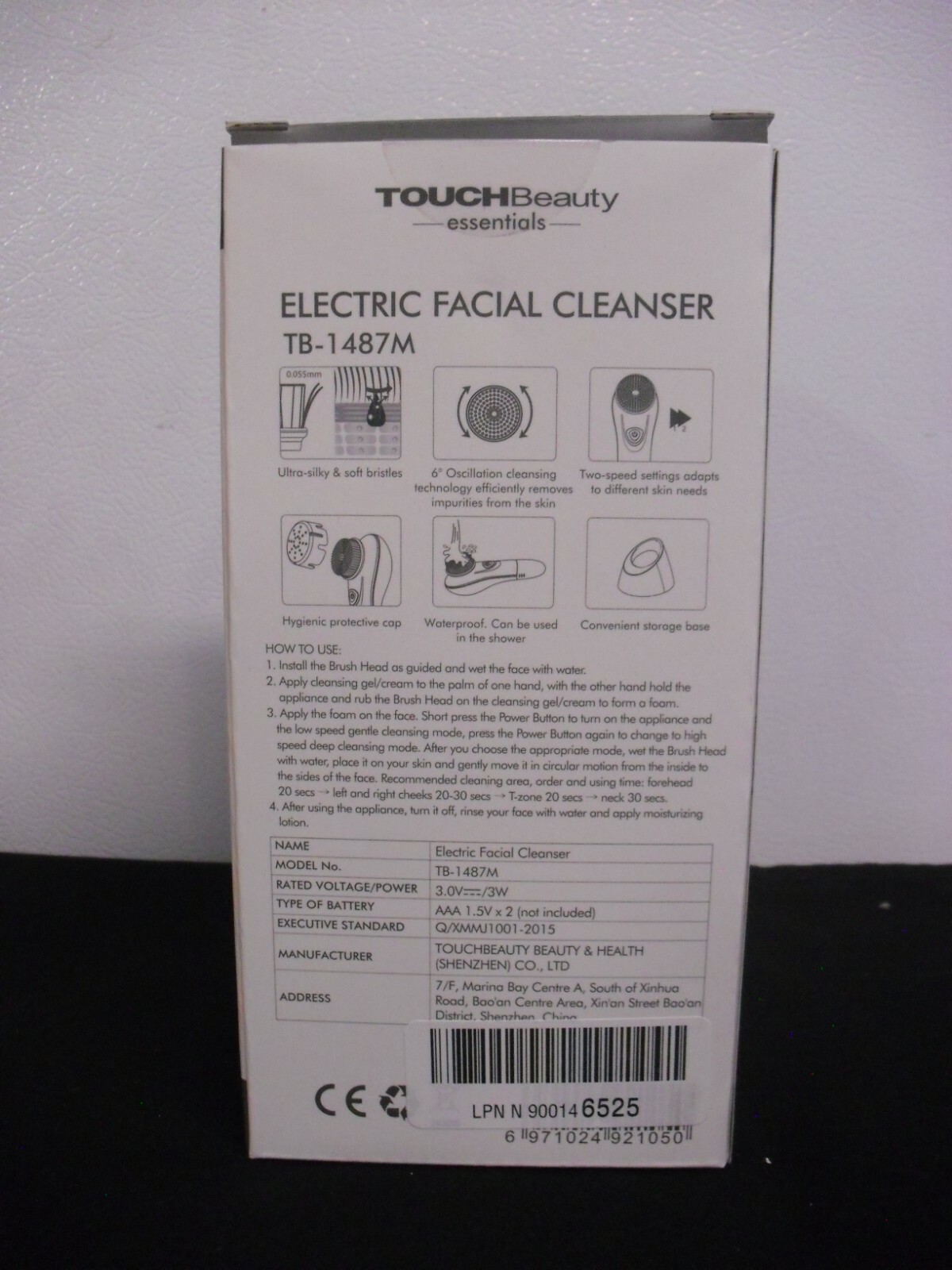 Electric Facial Cleanser 2 Speeds TOUCHBeauty TB-1487M Black New in Box