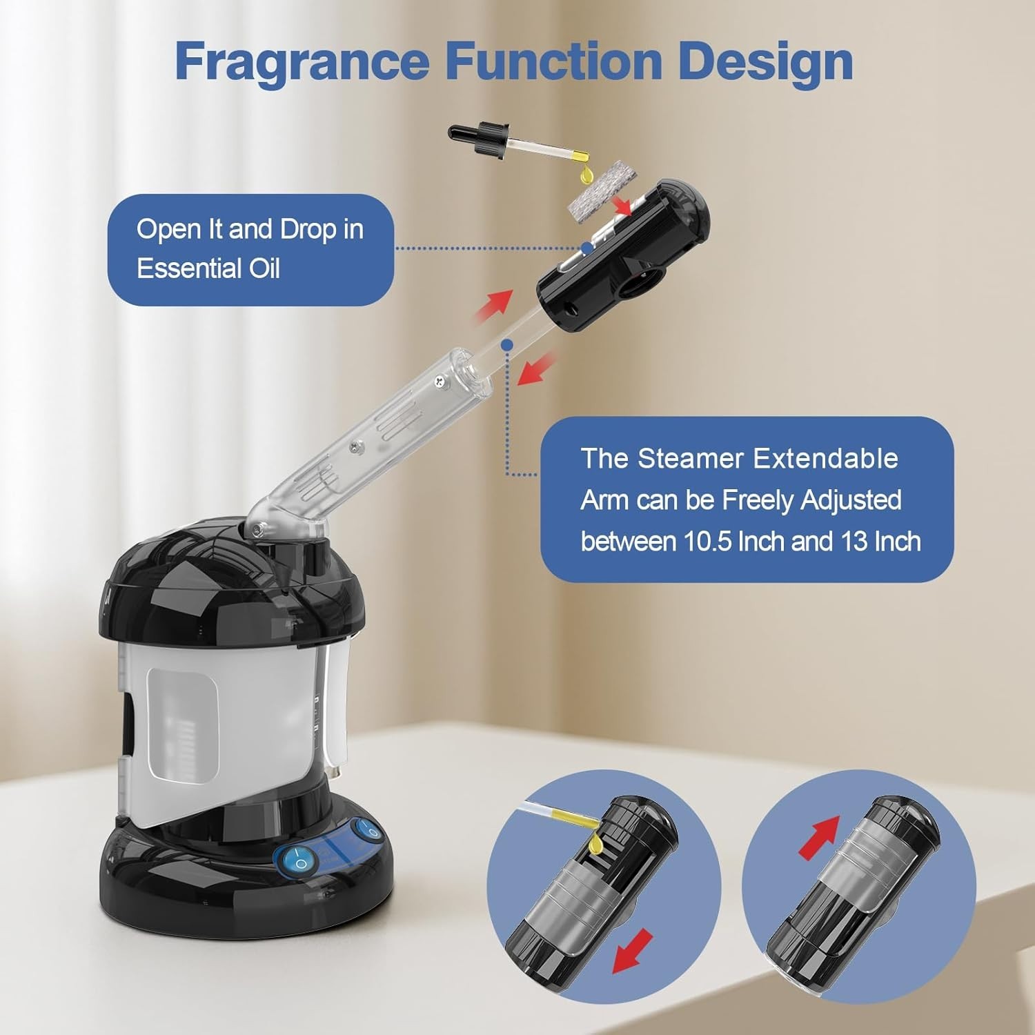 Professional 2-in-1 Hair & Facial Steamer with Ozone, Black