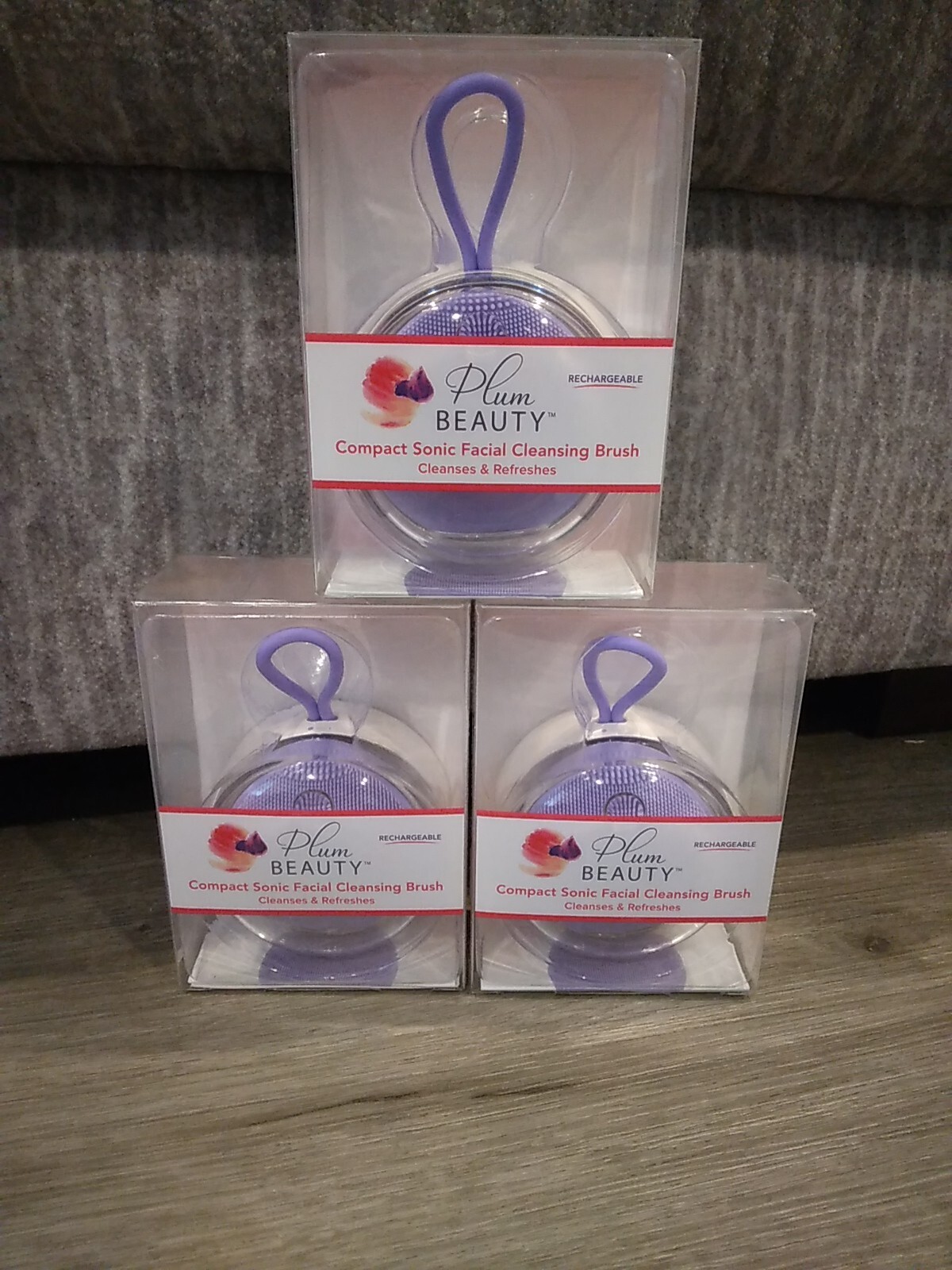 LOT OF 3 PLUM BEAUTY COMPACT SONIC FACIAL CLEANSING BRUSH NIP