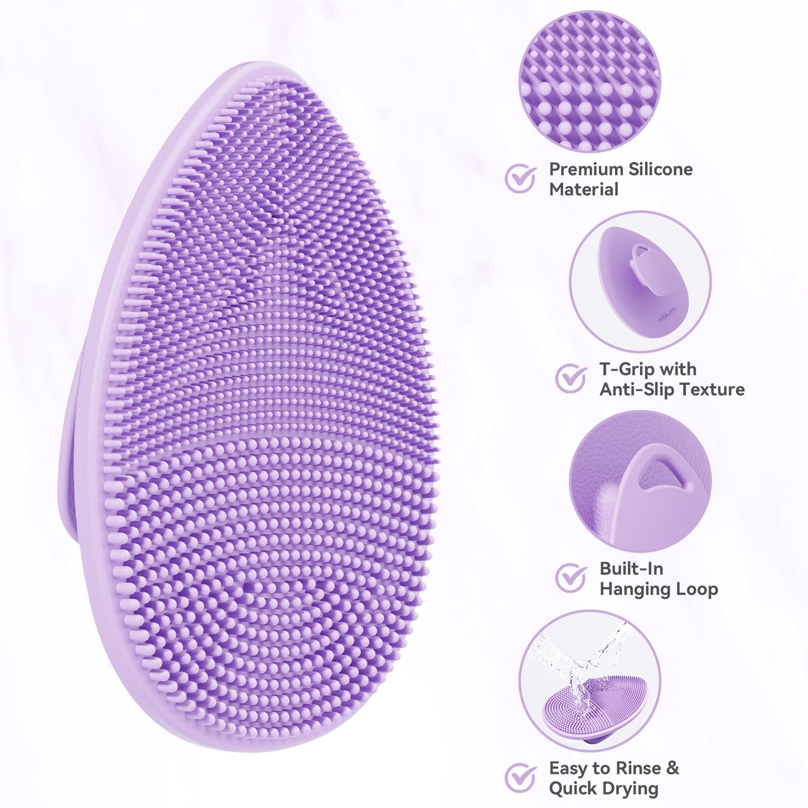 Silicone Face Scrubber 2 Pack, Manual Facial Cleansing Brush Lavender & Teal
