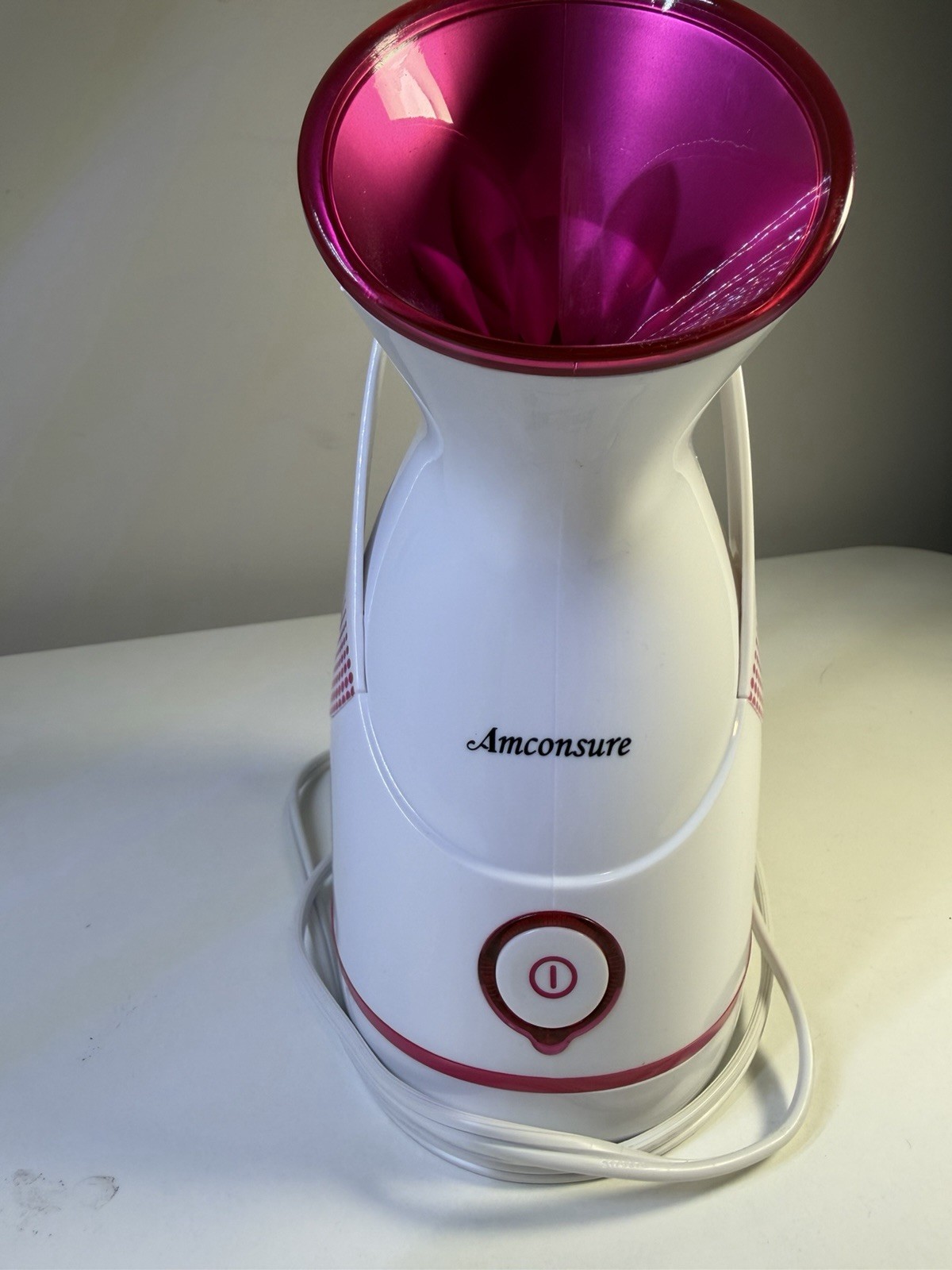 Amconsure Facial Steamer ZJ-6380 White Pink 120V 280W Electric Plastic