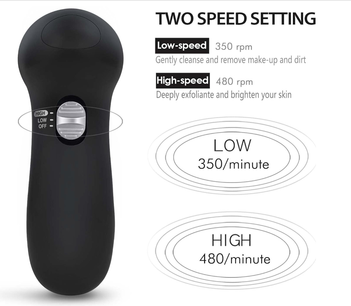 6 in 1 Ultrasonic Facial Cleansing Brush Exfoliate Electronic Face Skin Massager