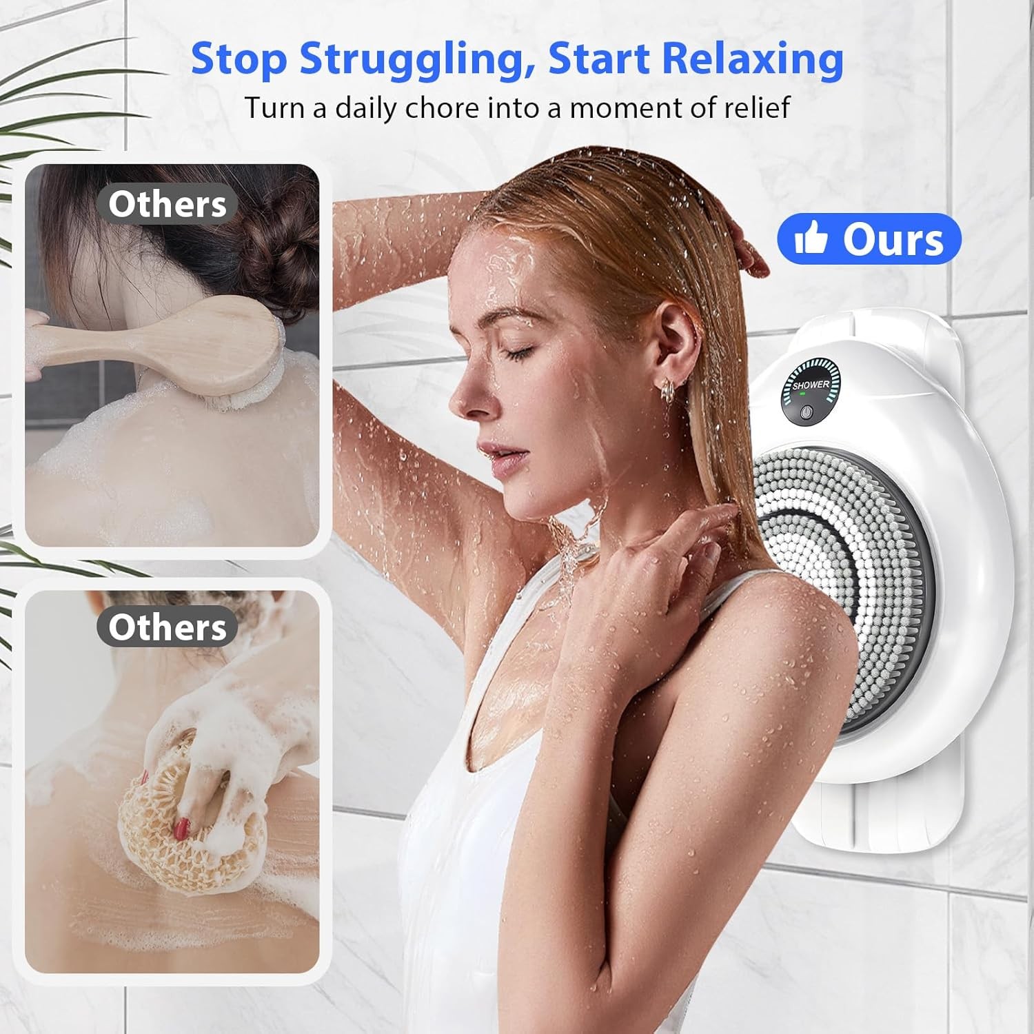 Hiqufet Electric Back Scrubber for Shower Adjustable Height
