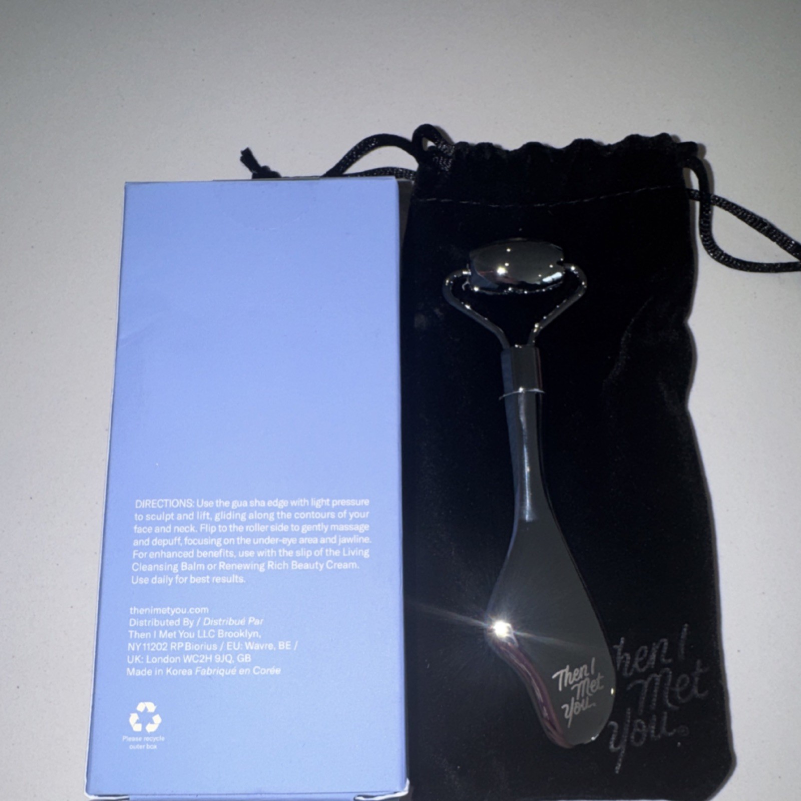 Then I Met You Golki Sculpt & Lift Gua Sha Roller Silver Dual-Ended