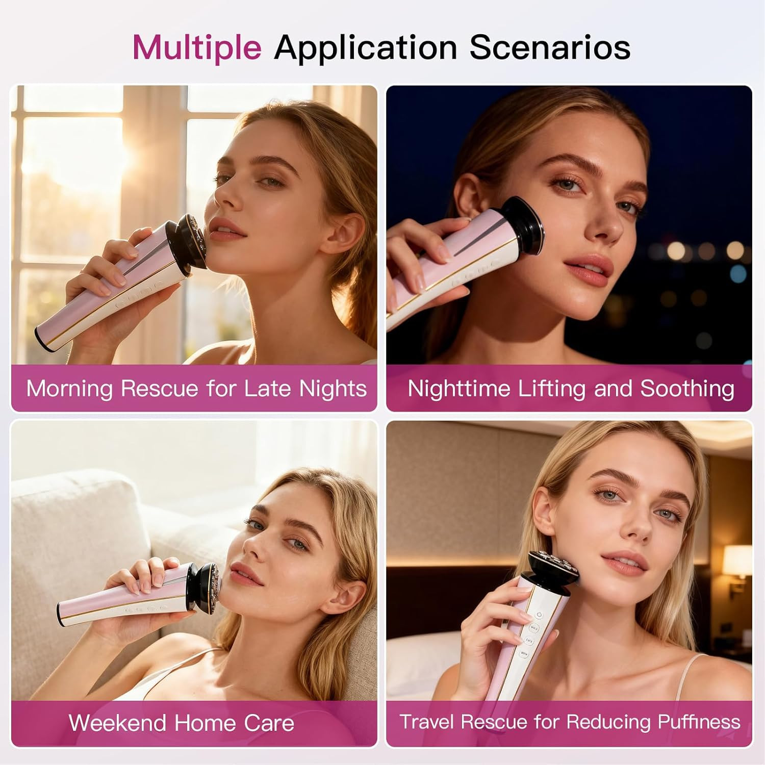 Microcurrent Facial Device 4-In-1 Beauty Device with Red Light Therapy and Blue