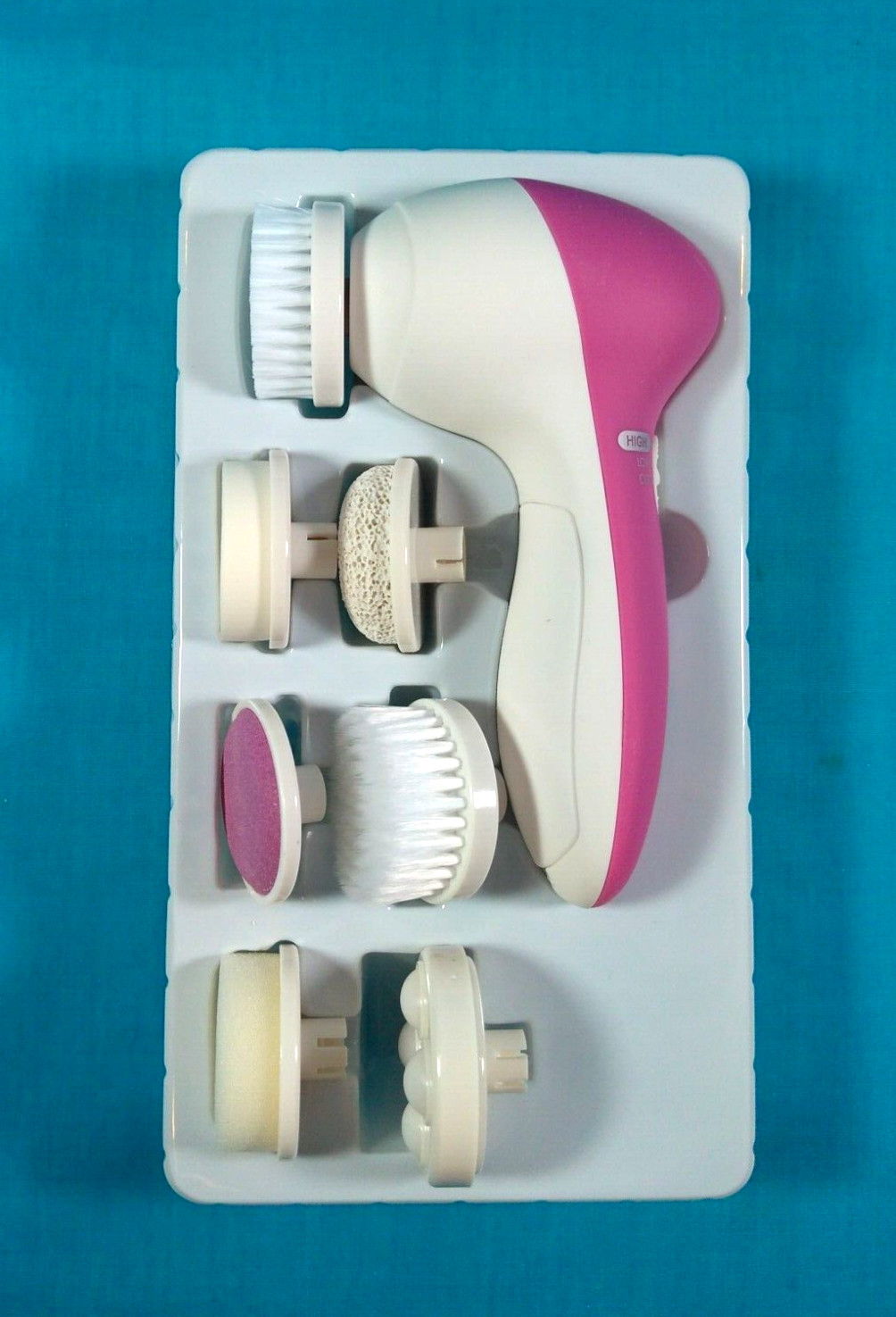 NIB~PIXNOR P2016 Facial Brush 7 in 1 Facial Massager~ Clean Face Cleansing Heads