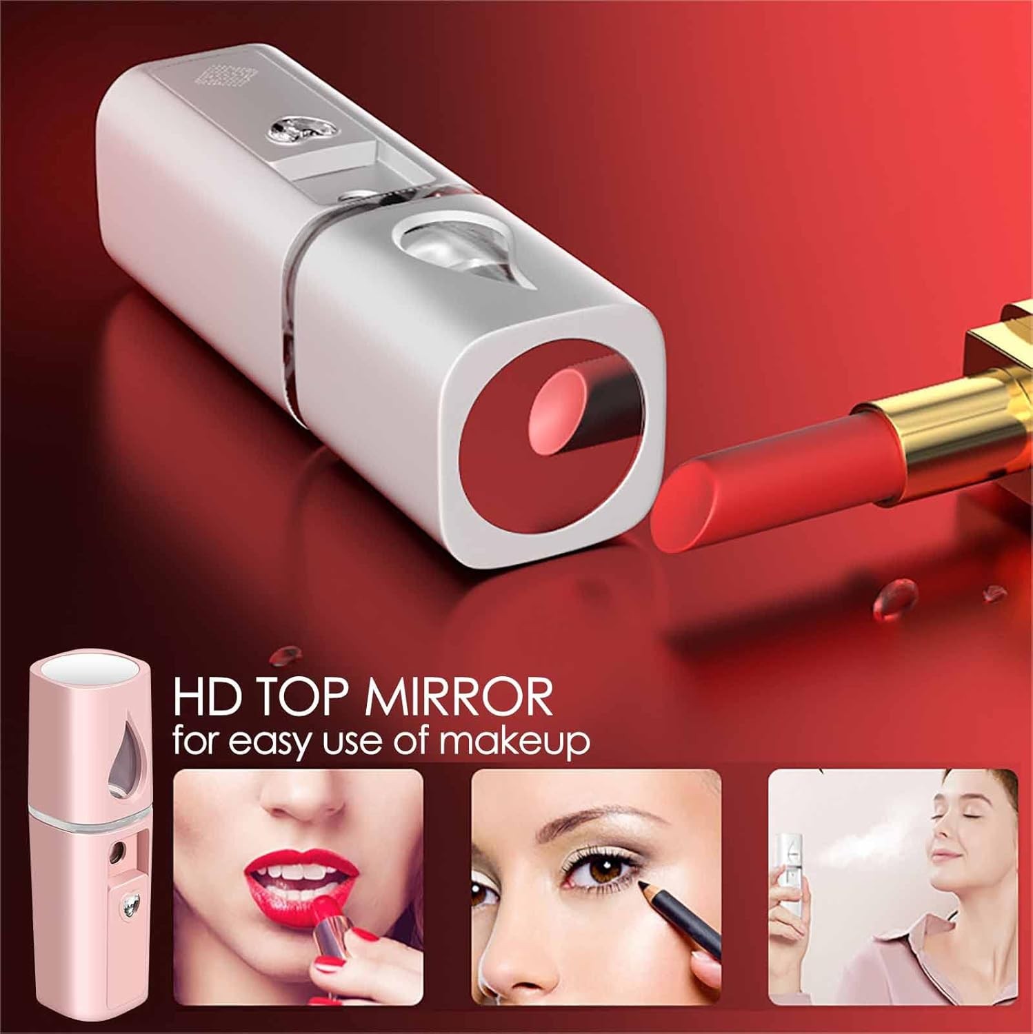 Nano Facial Steamer Mini Mister with Mirror, USB Rechargeable Face Sprayer