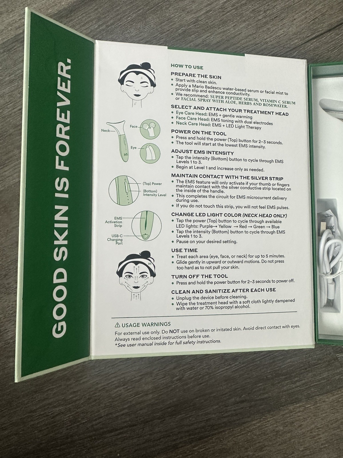 Mario Badescu 3-in-1 LED EMS Facial Tool New Free Shipping