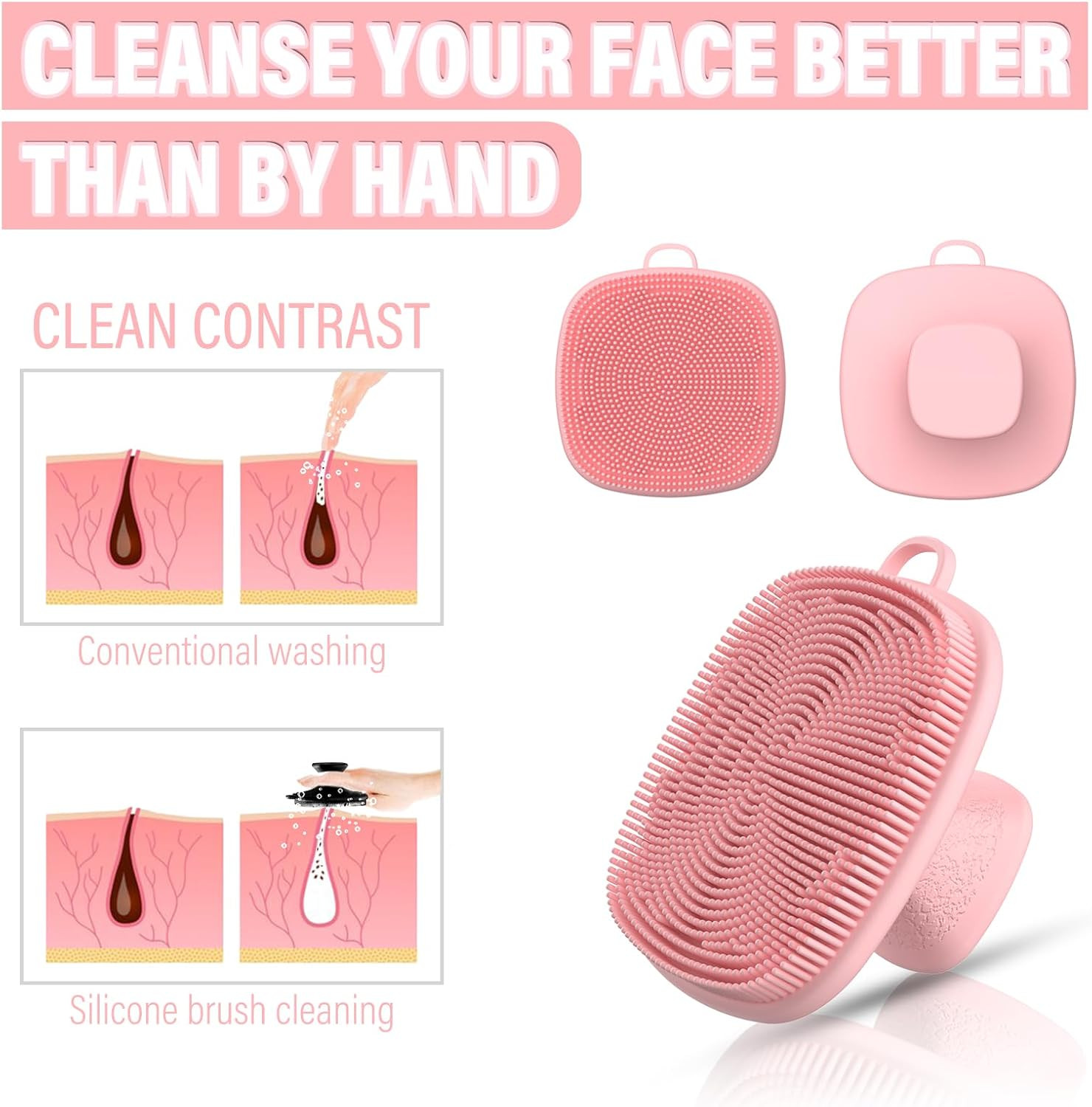 2 Pack Face Scrubber,Silicone Facial Cleansing Brush for Men & Women,Reusable Ge