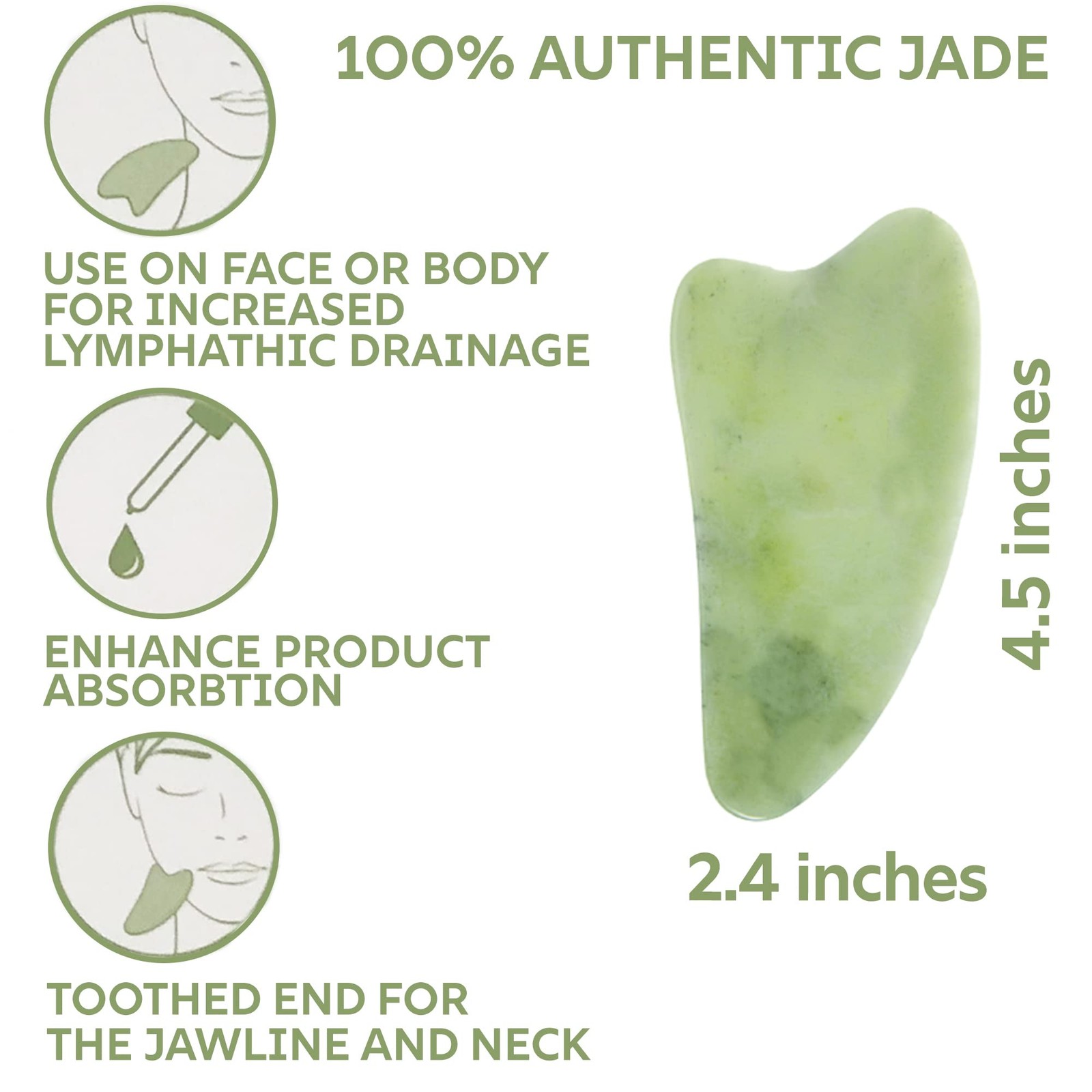Daily Concepts Gua Sha Jade Facial Tool, Renews Skin By Increasing Blood