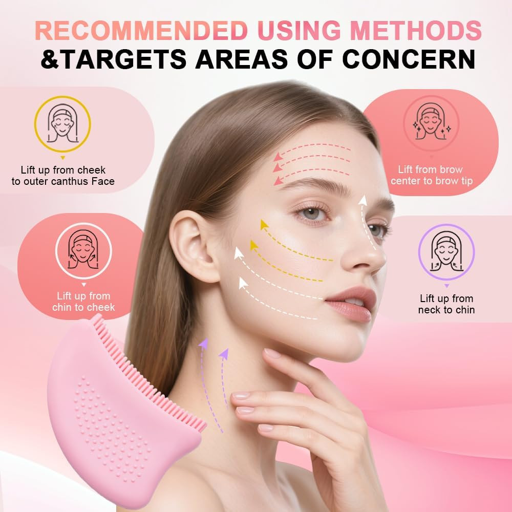 Lymphatic Contour Face Brush – Silicone Facial Massager for Lymphatic Drainag…
