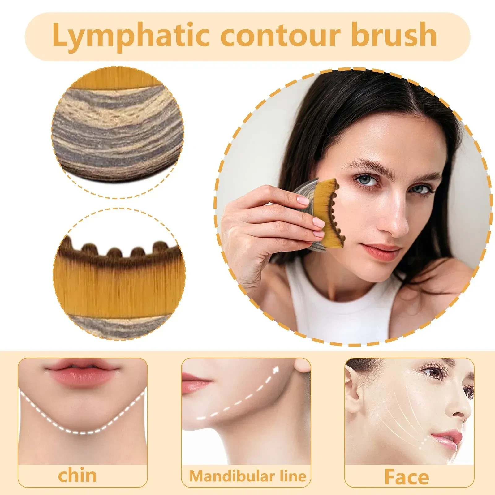 2Pcs Lymphatic Contour Face Brush Dry Massage Double Chin Jawline Sculpting Tool