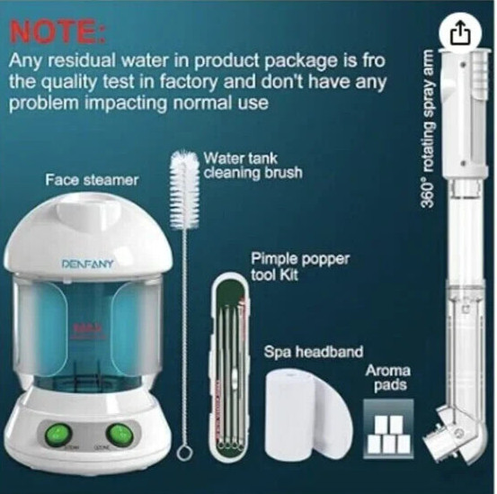 Facial Steamer – DENFANY Nano Ionic Extendable 360° Rotating Arm – Portable