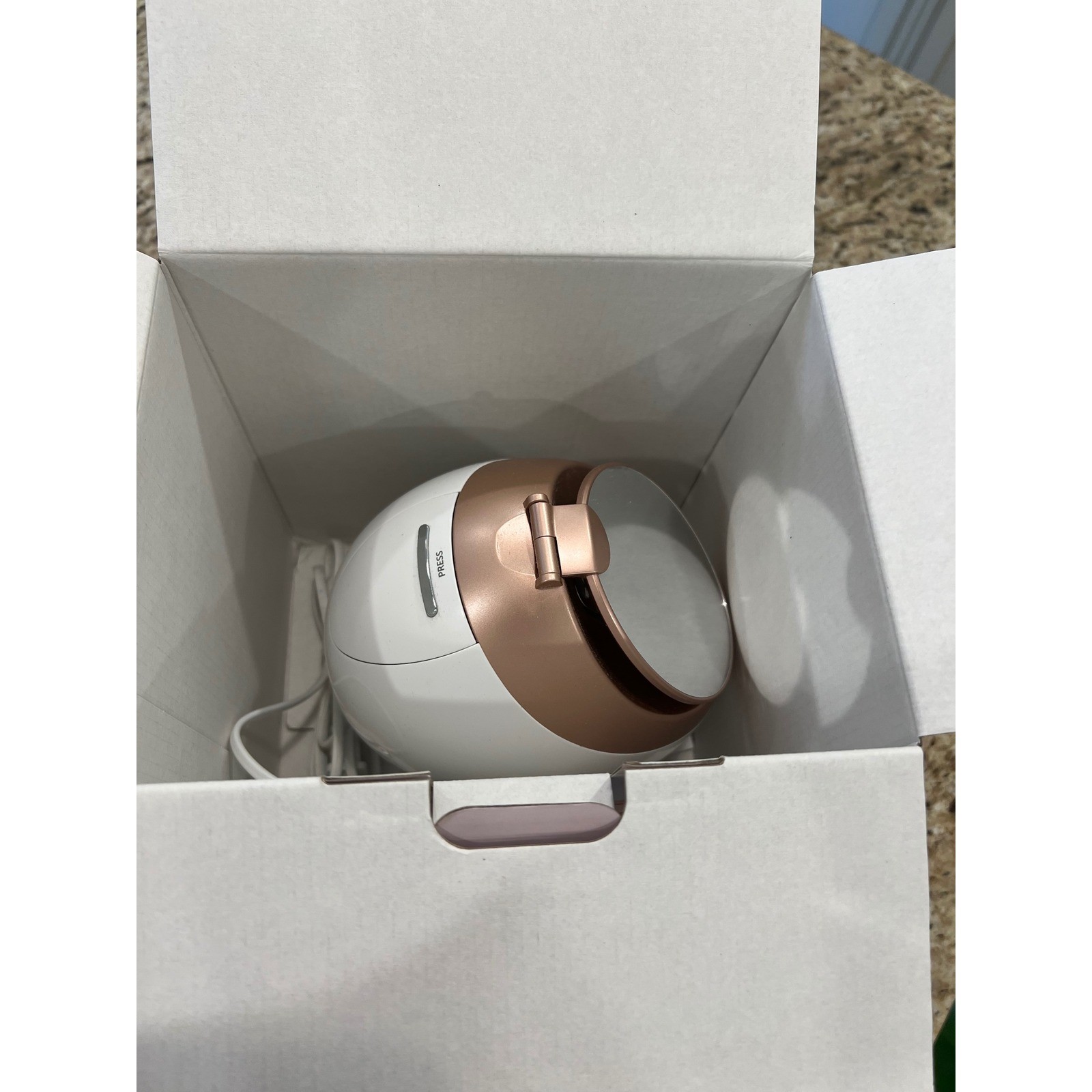 Finishing Touch Flawless Facial Steamer Rose Gold White Skin Care System Mirror