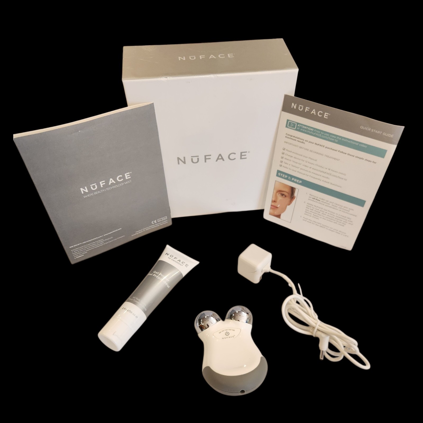 NuFACE Mini Facial Toning Device Kit w/ Gel Primer, Charger & Box