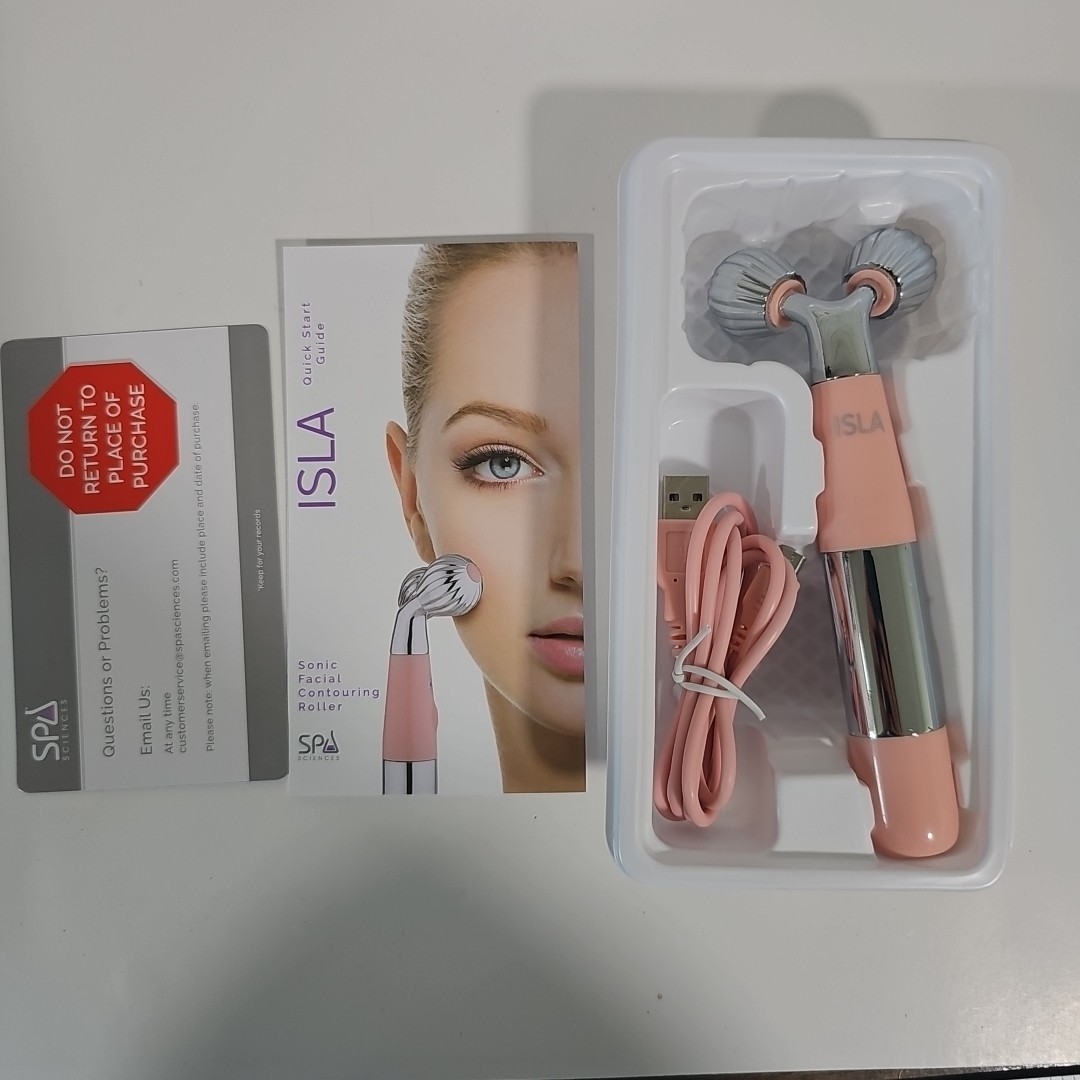 Spa Sciences Sonic Facial Contouring Roller Pink Rechargeable NIB Silver