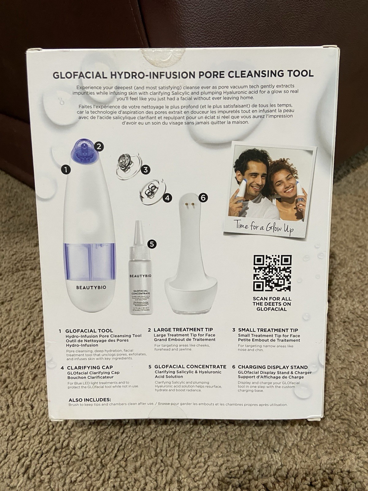 BeautyBio GLOfacial Hydro-Infusion Deep Pore Cleanse Tool Solution Blue LED NIB