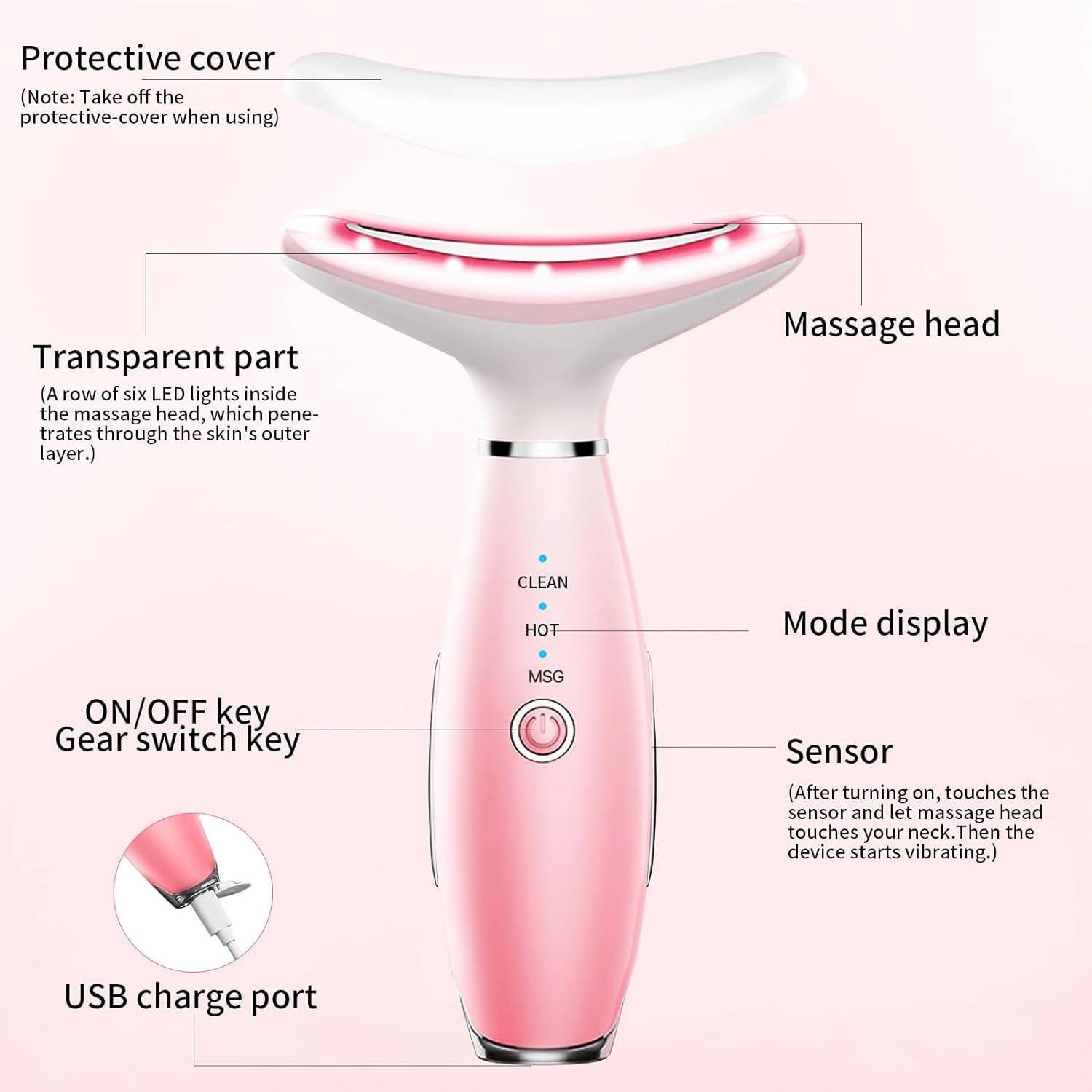 3 in 1 Face Massager Neck Beauty Tool Heating Vibration Skin Care Device
