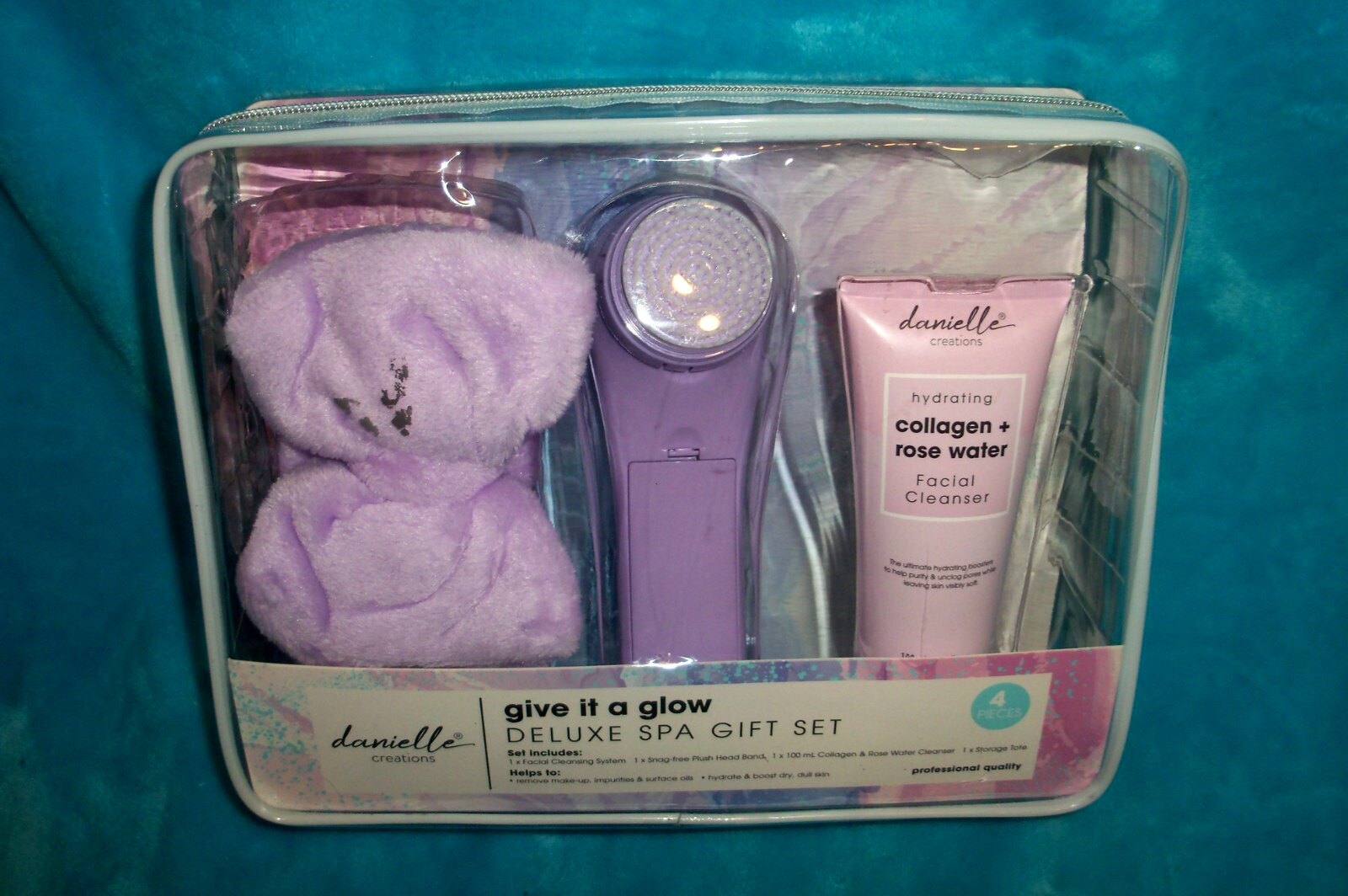 DANIELLE CREATIONS Spa Gift Set-4 Piece-Face Glow/ Hydrate/Plump/Cleans-Collagen