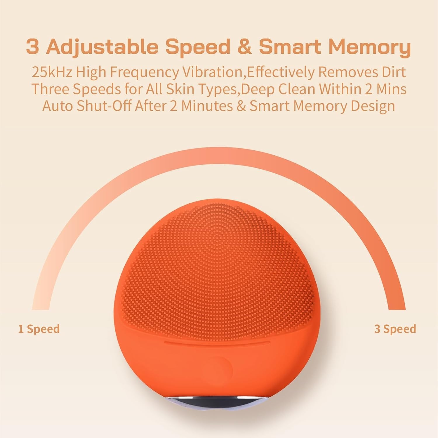 Silicone Face Brush Electric Cleansing Brush Exfoliator 3-Speed Sonic Vibration