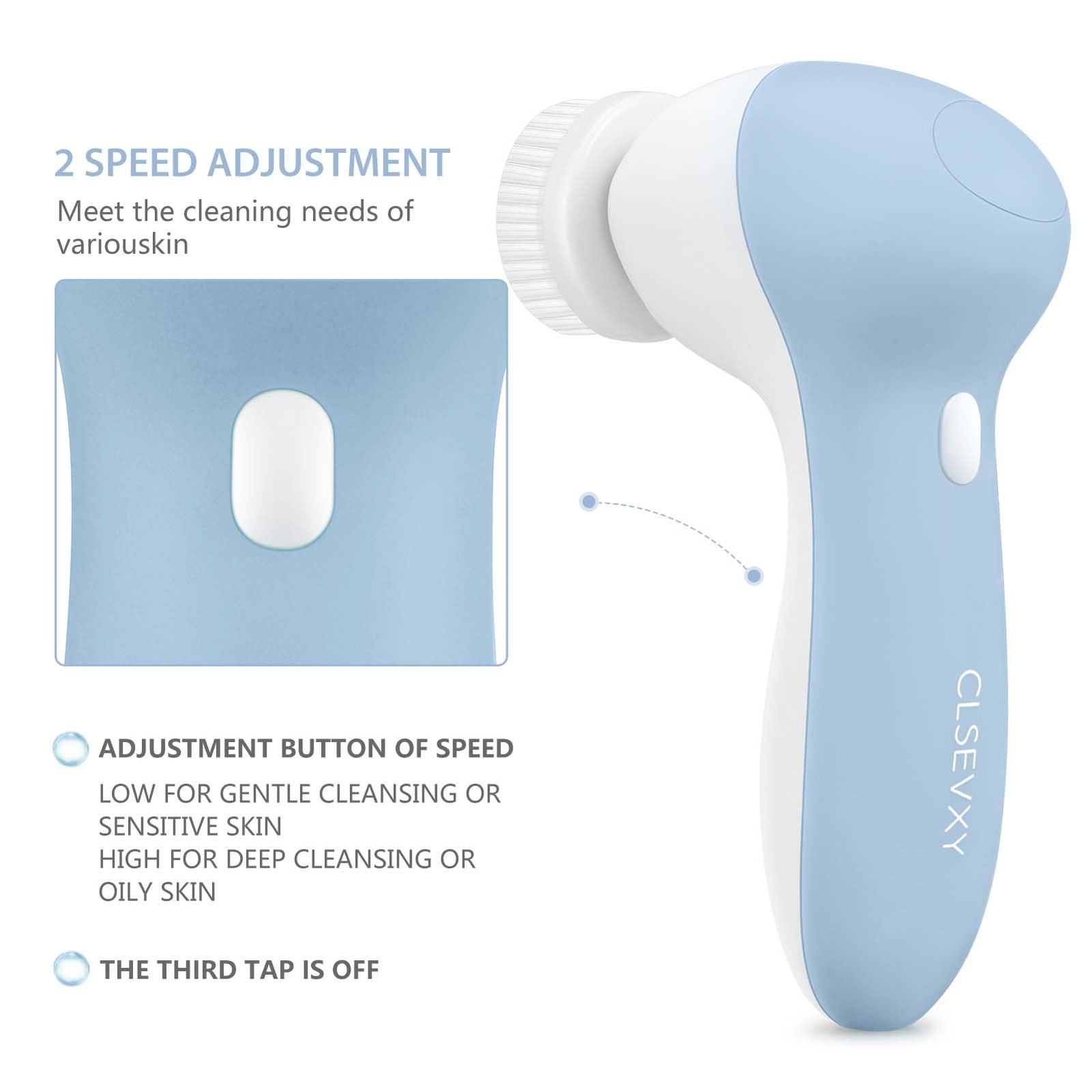 Rechargeable Facial Cleansing Spin Brush Set with 7 Exfoliating Brush Heads – Co