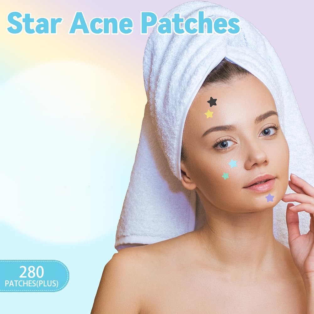 Cute Star Hydrocolloid Pimple Patches for Face, 280 Count, with Tea Tree,…