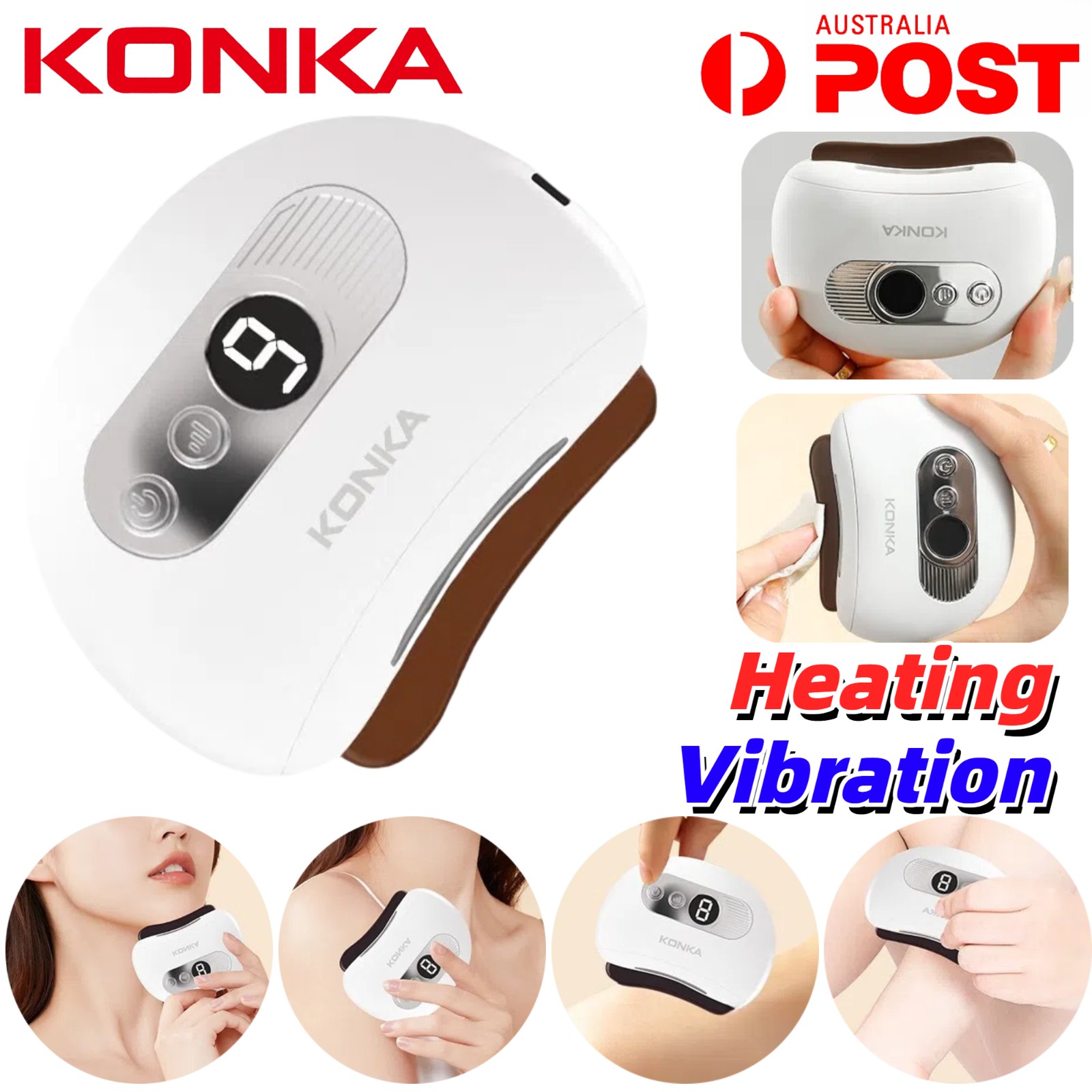 KONKA Electric Gua Sha Massager Vibration Heating Stone Needle Board Therapy AU