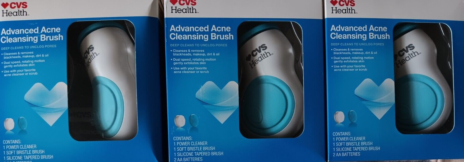 Facial Deep Cleansing Exfoliating Acne w/ 2 Brush Battery Powered Waterproof Lot