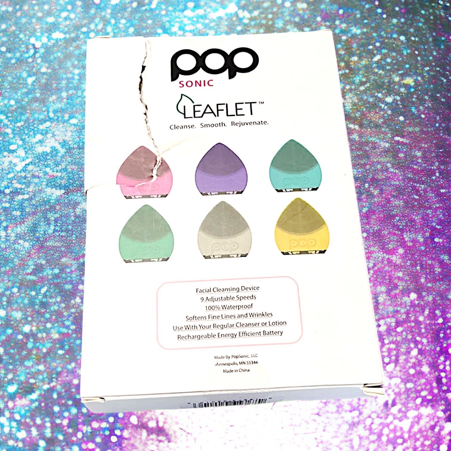 Pop Sonic The Leaflet Sonic Facial Cleansing Device Turquoise New in Damaged Box