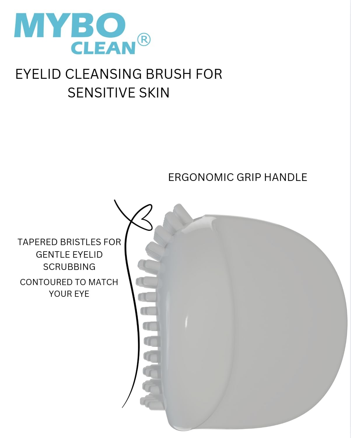 Mybo Clean Eyelid Cleansing Brush for Sensitive Skin (1 2 Fl Oz Bottle, White