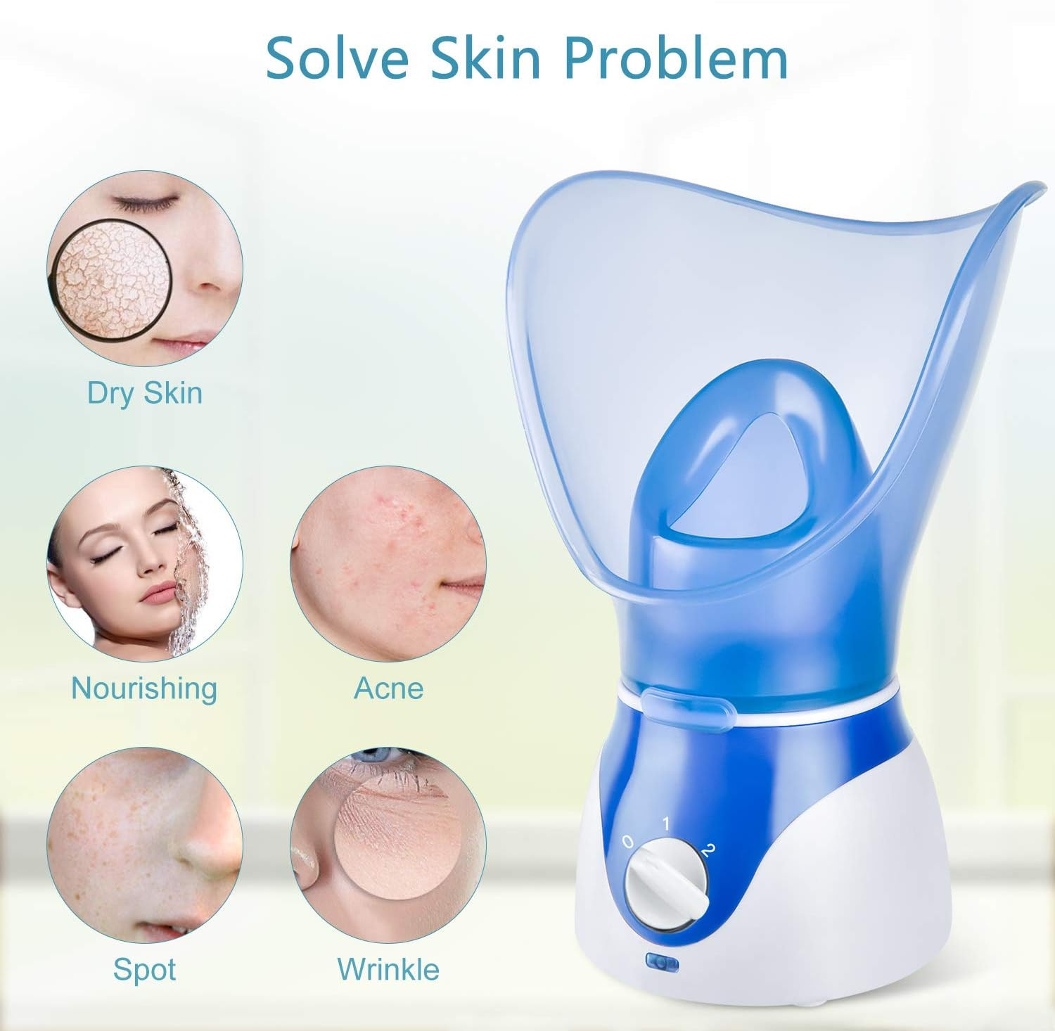 Face Steamer for Facial Deep Cleaning, Facial Steamer for Women, 2 Modes Nano Io
