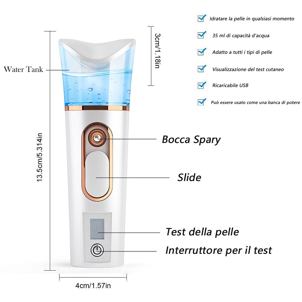 Handy Nano Mist Sprayer with Skin Analyzer Moisture Tester, Portable Atomizat…