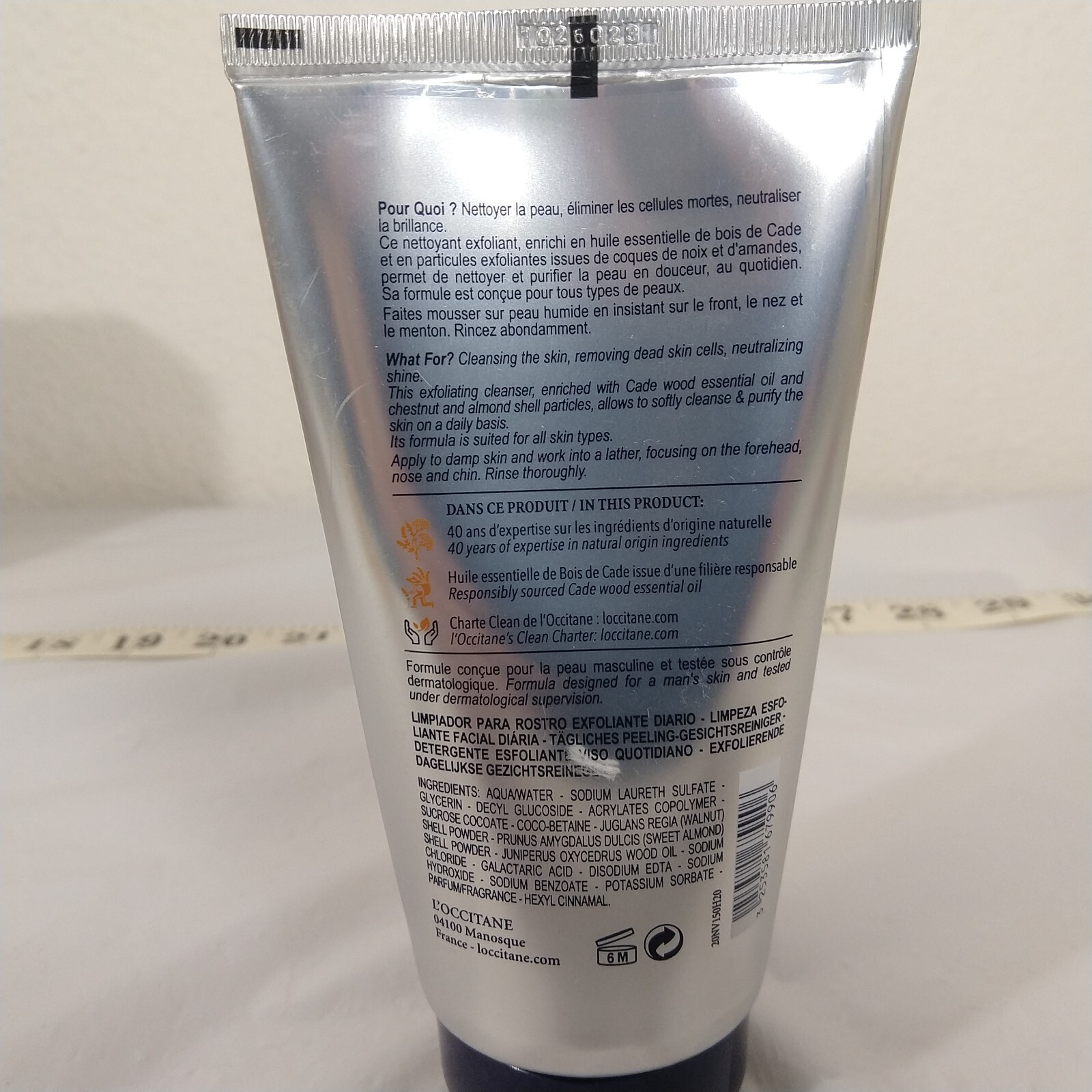 L’OCCITANE Men’s HOMME CADE EXFOLIATING FACE CLEANSER 150ML NEW
